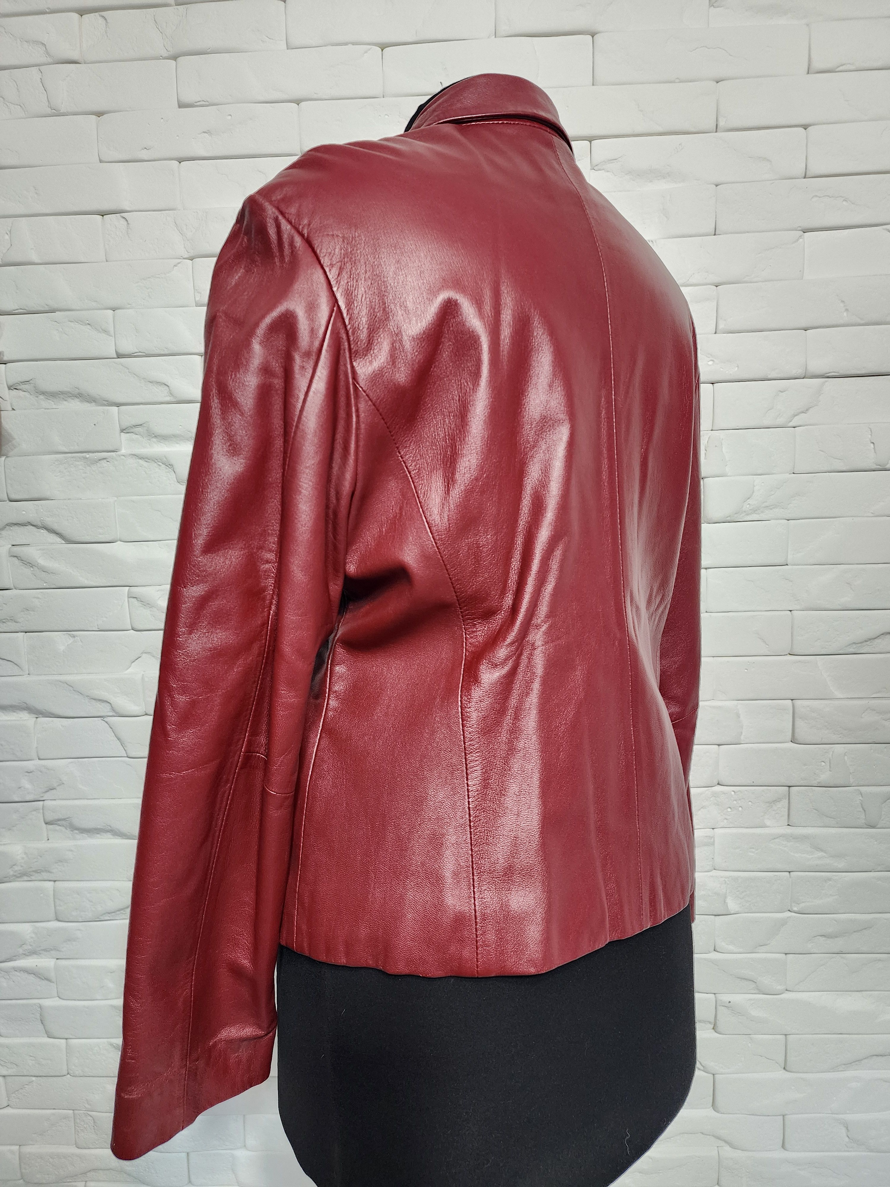 Other Red Leather Jacket: Women's Button-Up Blazer Size L / US 10 / IT 46 - 5 Thumbnail