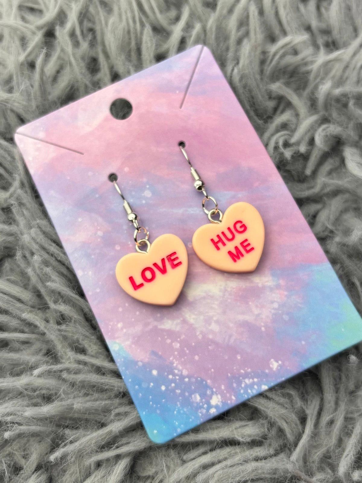Handmade Orange Heart valentines sweethearts earrings Size ONE SIZE - 1 Preview