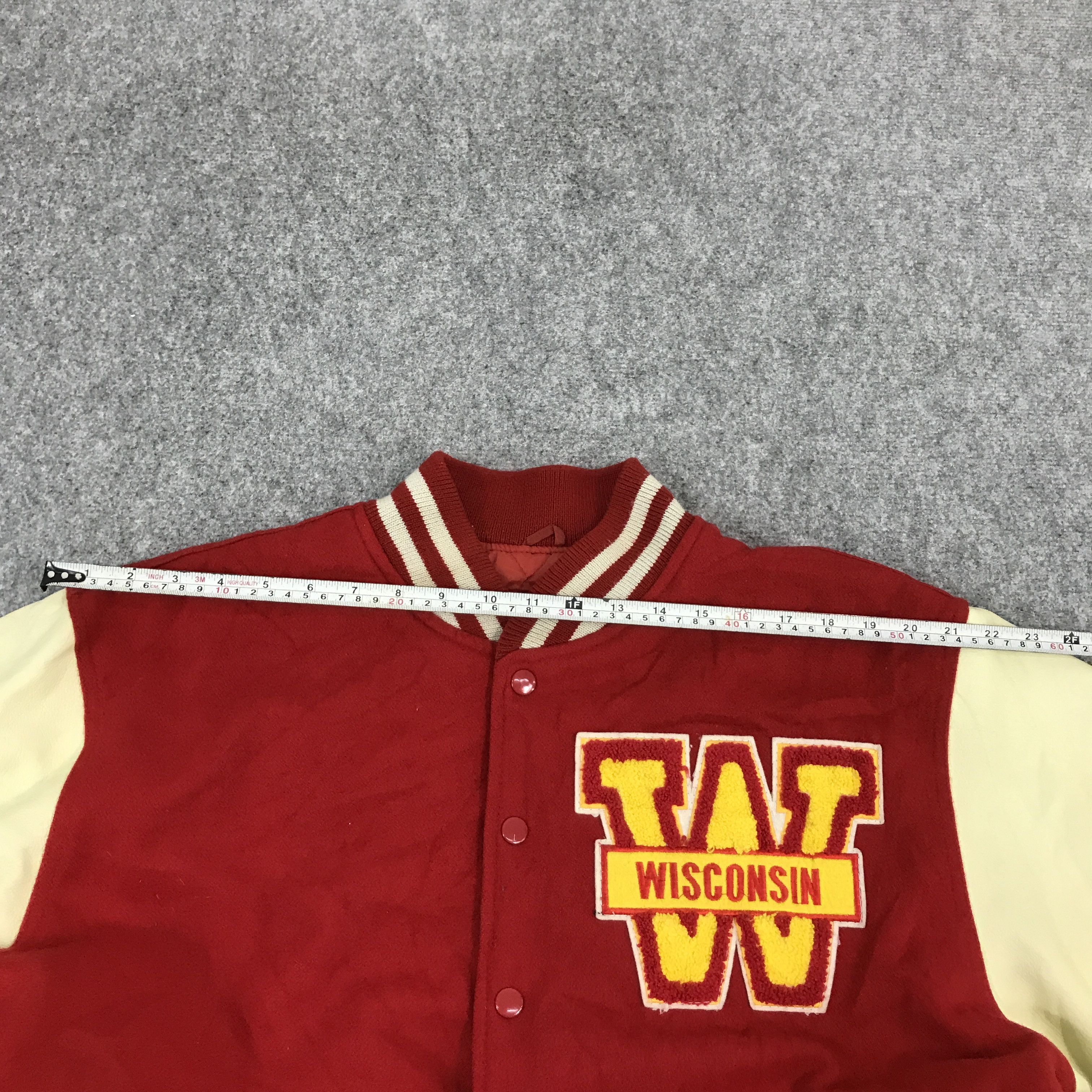 Japanese Brand Vintage wisconsin Snap button Leather Varsity jacket Size US L / EU 52-54 / 3 - 11 Thumbnail