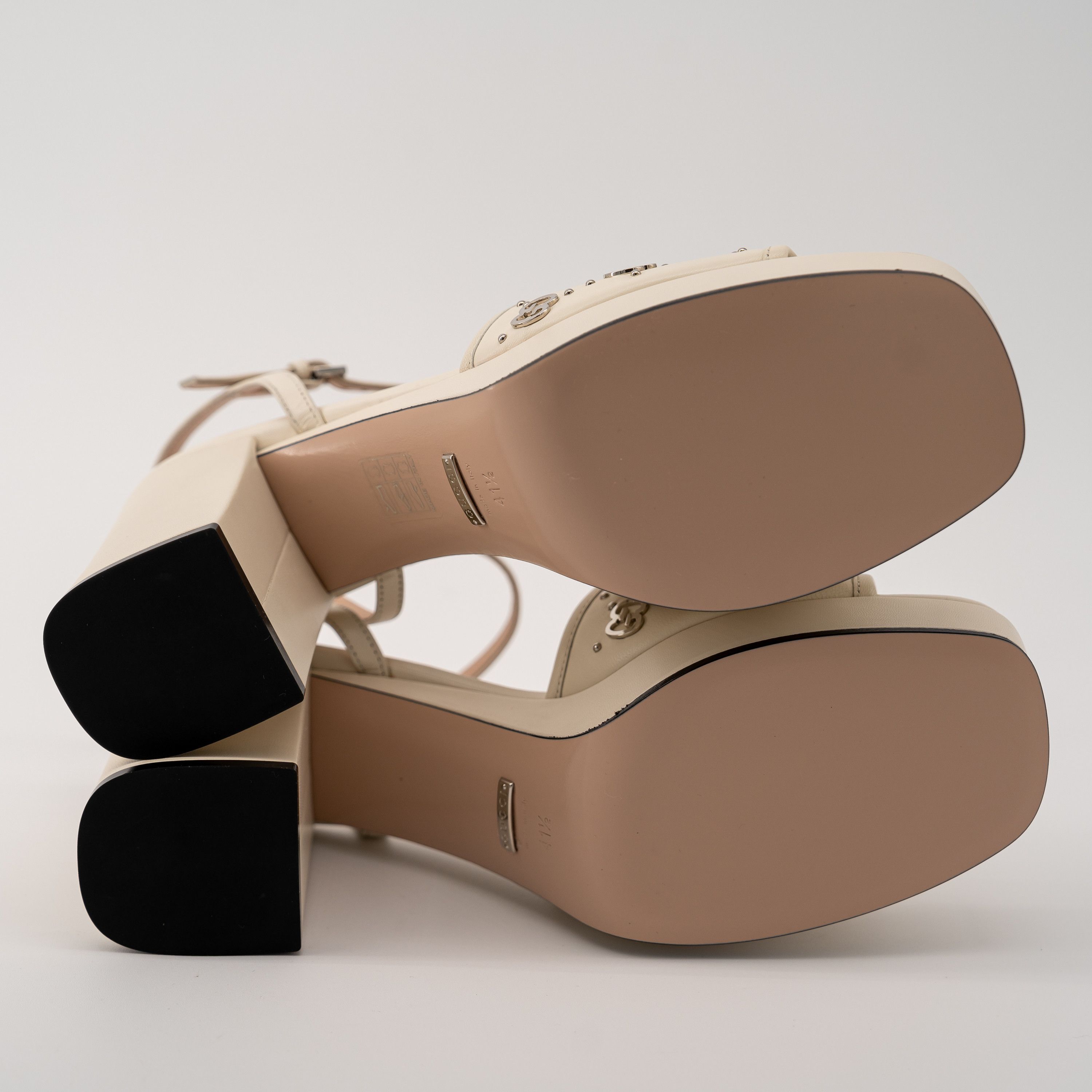 Gucci US 11.5 Gucci GG Studs Strap Sandals White Cream Leather Size US 11.5 / IT 41.5 - 6 Thumbnail