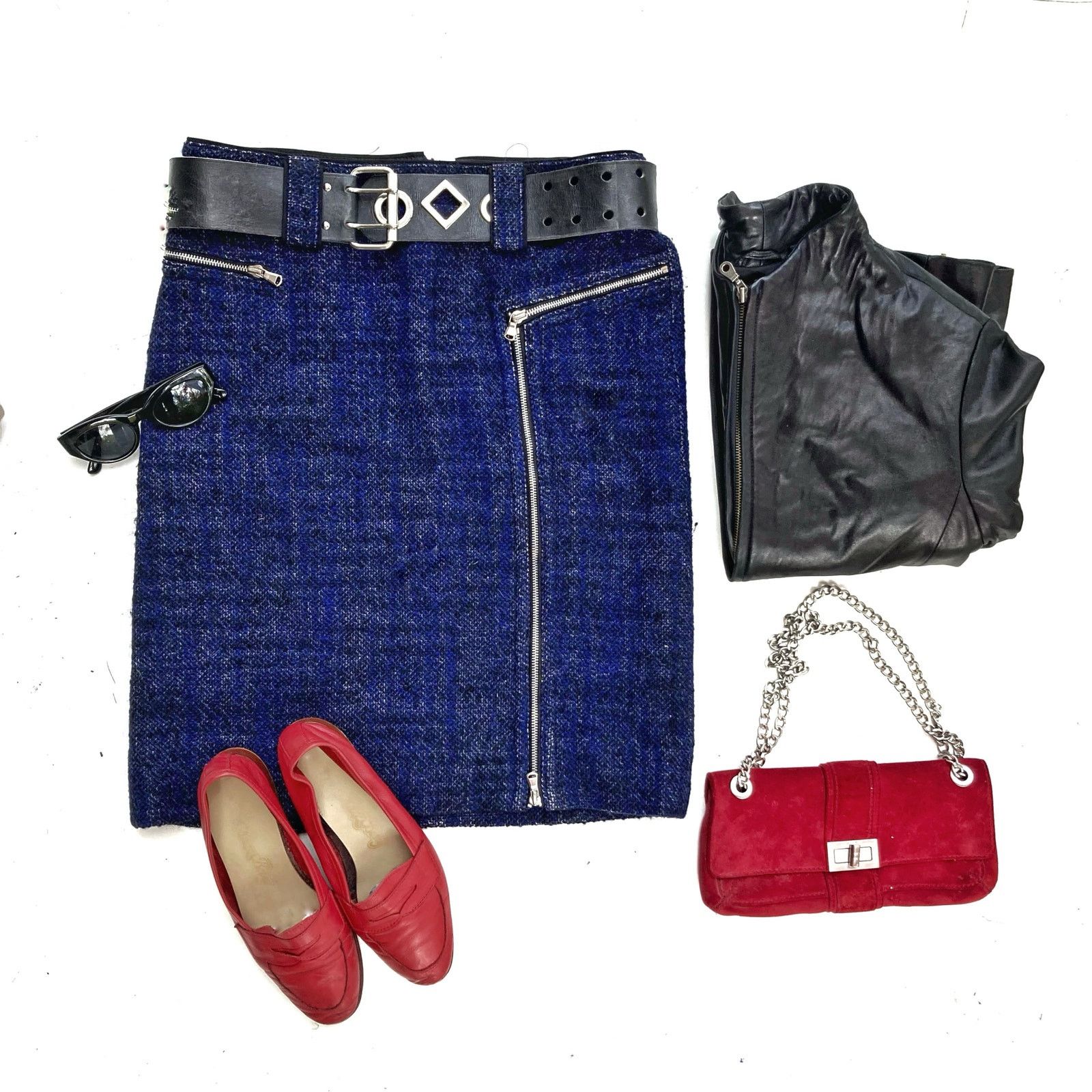 Marc Jacobs Marc by Marc Jacobs Y2K Indigo Wool Moto Zip Skirt Sz 12 Size 34" / US 12 / IT 48 - 3 Thumbnail