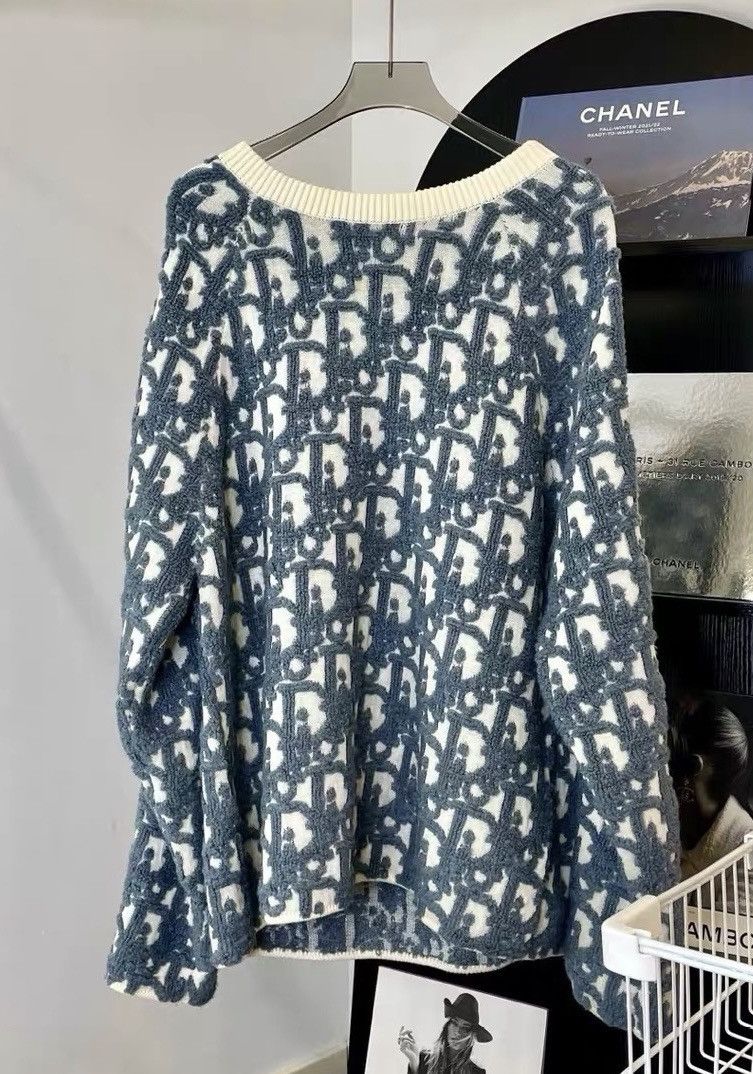 Dior Dior Oblique Wool Cotton Jacquard Sleeves Zipper Sweater Size US L / EU 52-54 / 3 - 2 Thumbnail