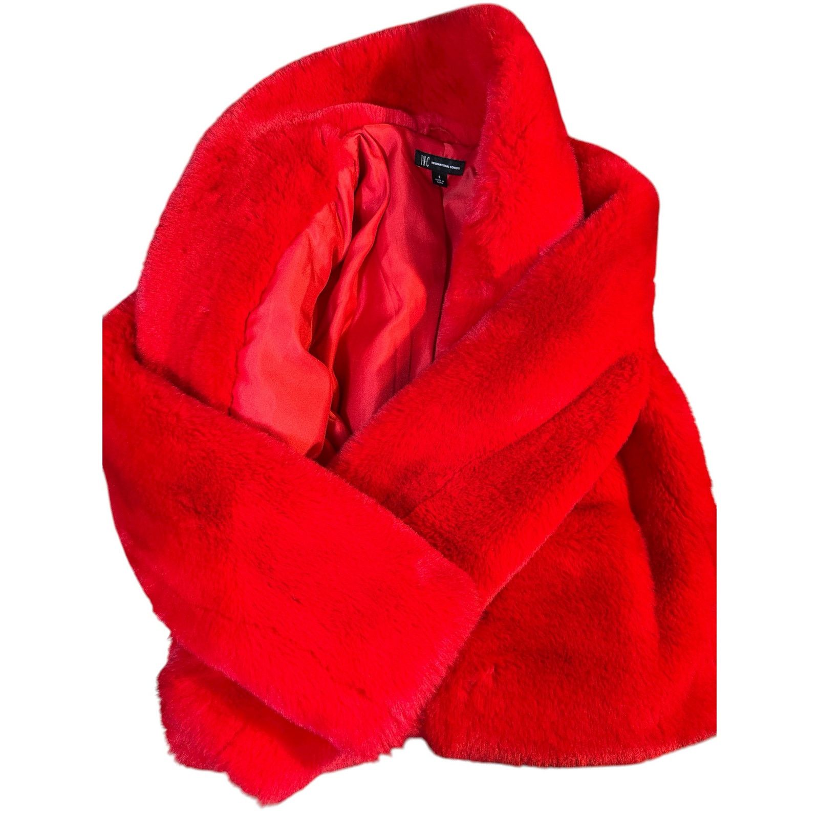 The Unbranded Brand I.N.C. Faux Fur Bright Red Coat Size Small Size S / US 4 / IT 40 - 2 Thumbnail