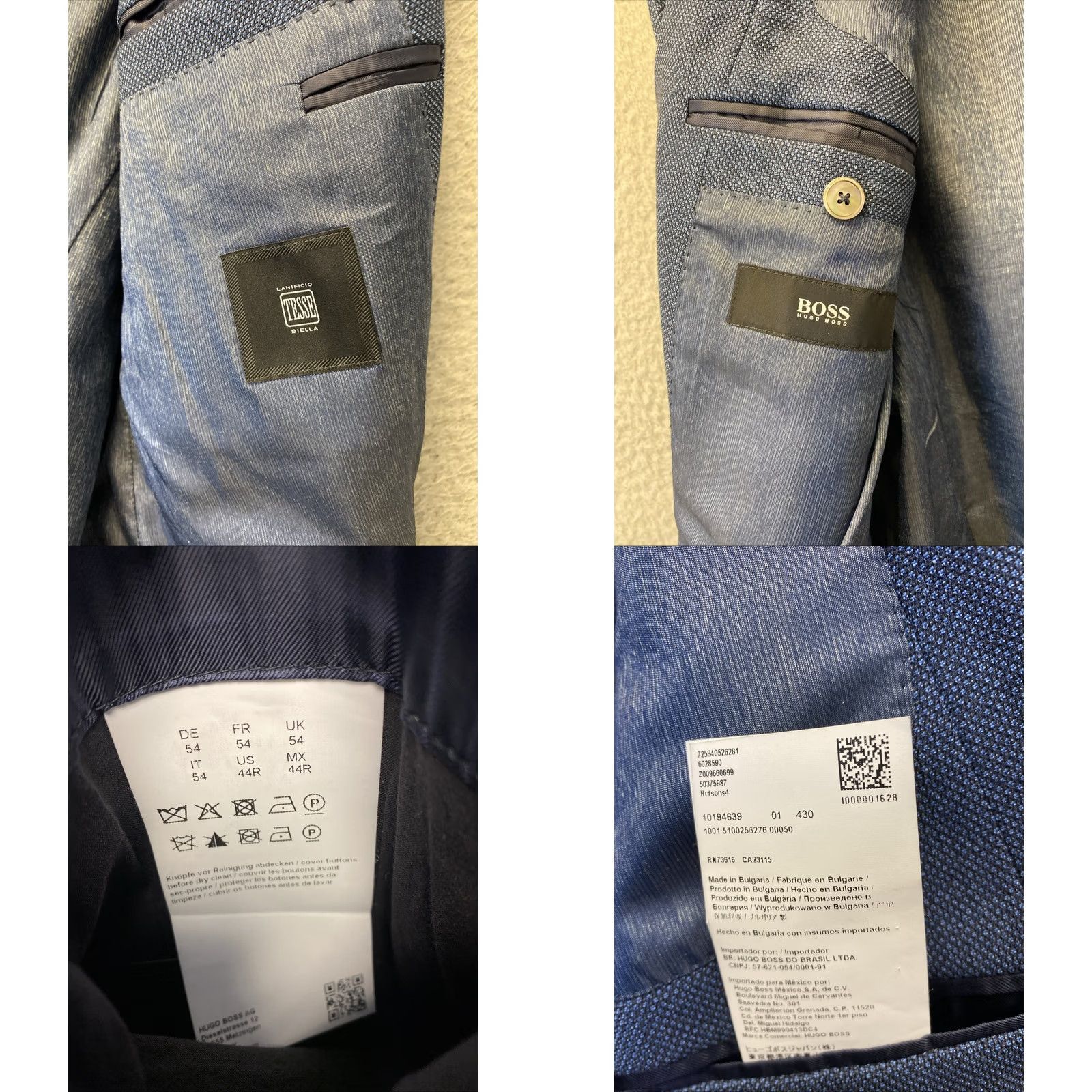 Hugo Boss HUGO BOSS Blazer Suit Jacket Mens 44R Blue Wool /0730 Adult Regular Slim 2-Button Single-Breasted Formal Travel Wedding Party/Cocktail Business Mens Size 44R - 10 Thumbnail