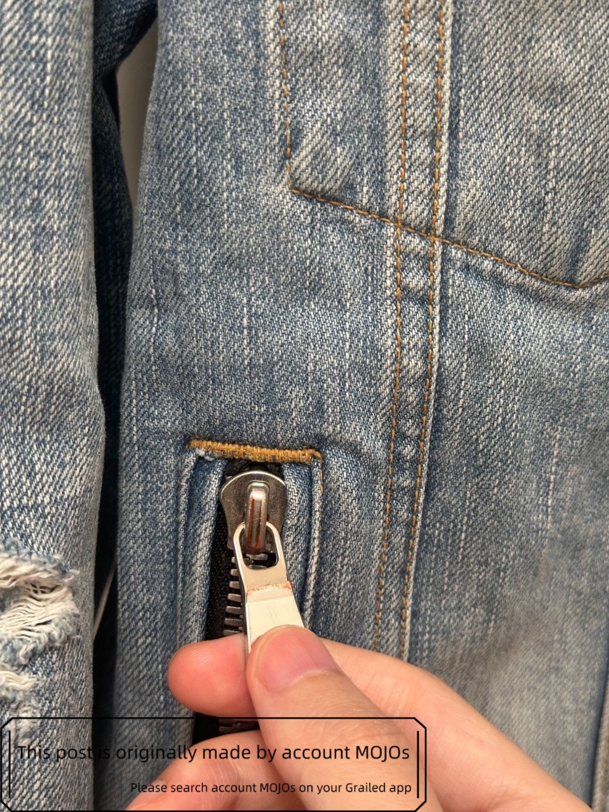 Balmain Sz 48 Balmain Back Logo Stitch Distressed Denim Jacket mojos Size US M / EU 48-50 / 2 - 5 Thumbnail