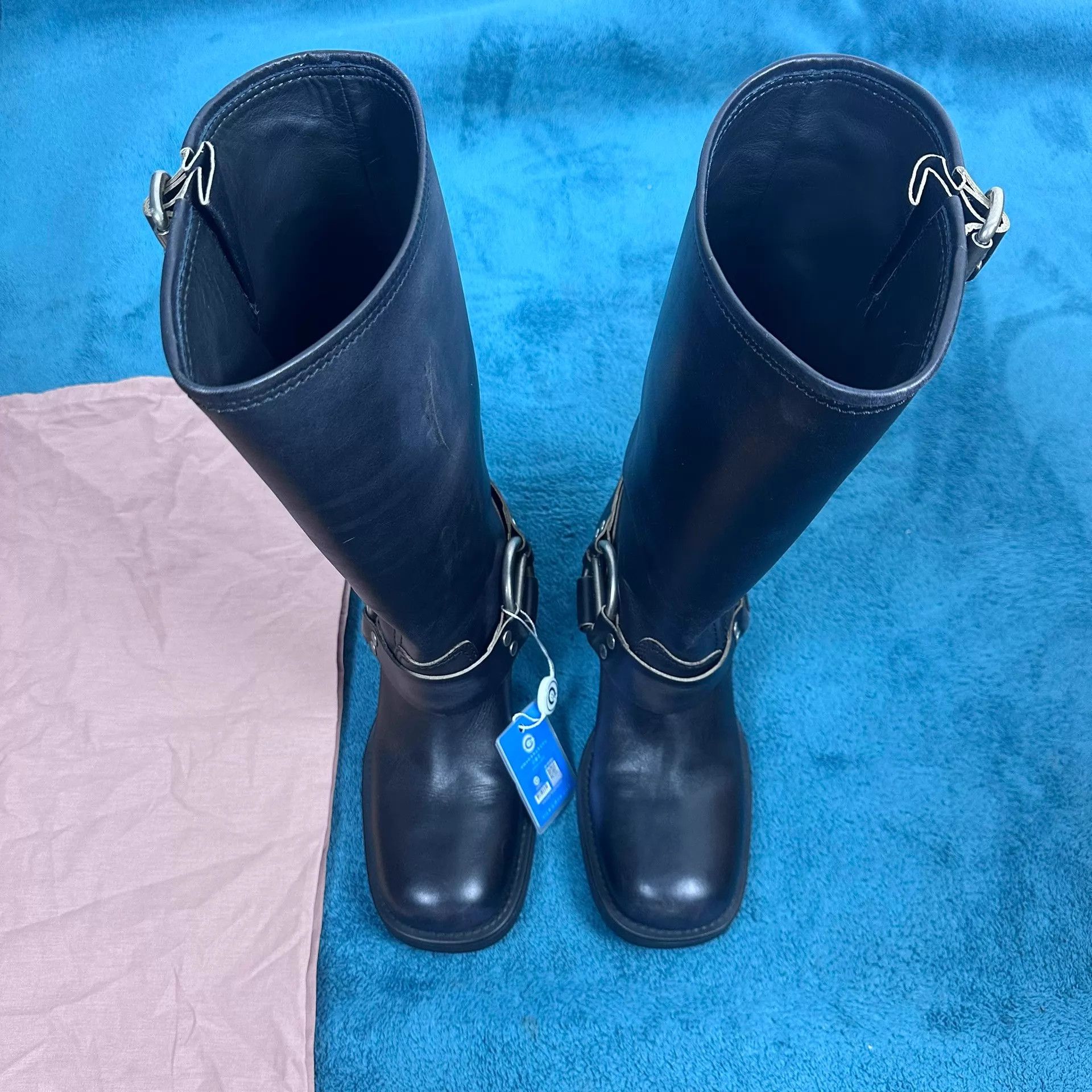 Miu Miu MIU MIU Leather Knee-High Boots Metal Buckle Black Size38 Size US 7.5 / IT 37.5 - 1 Thumbnail