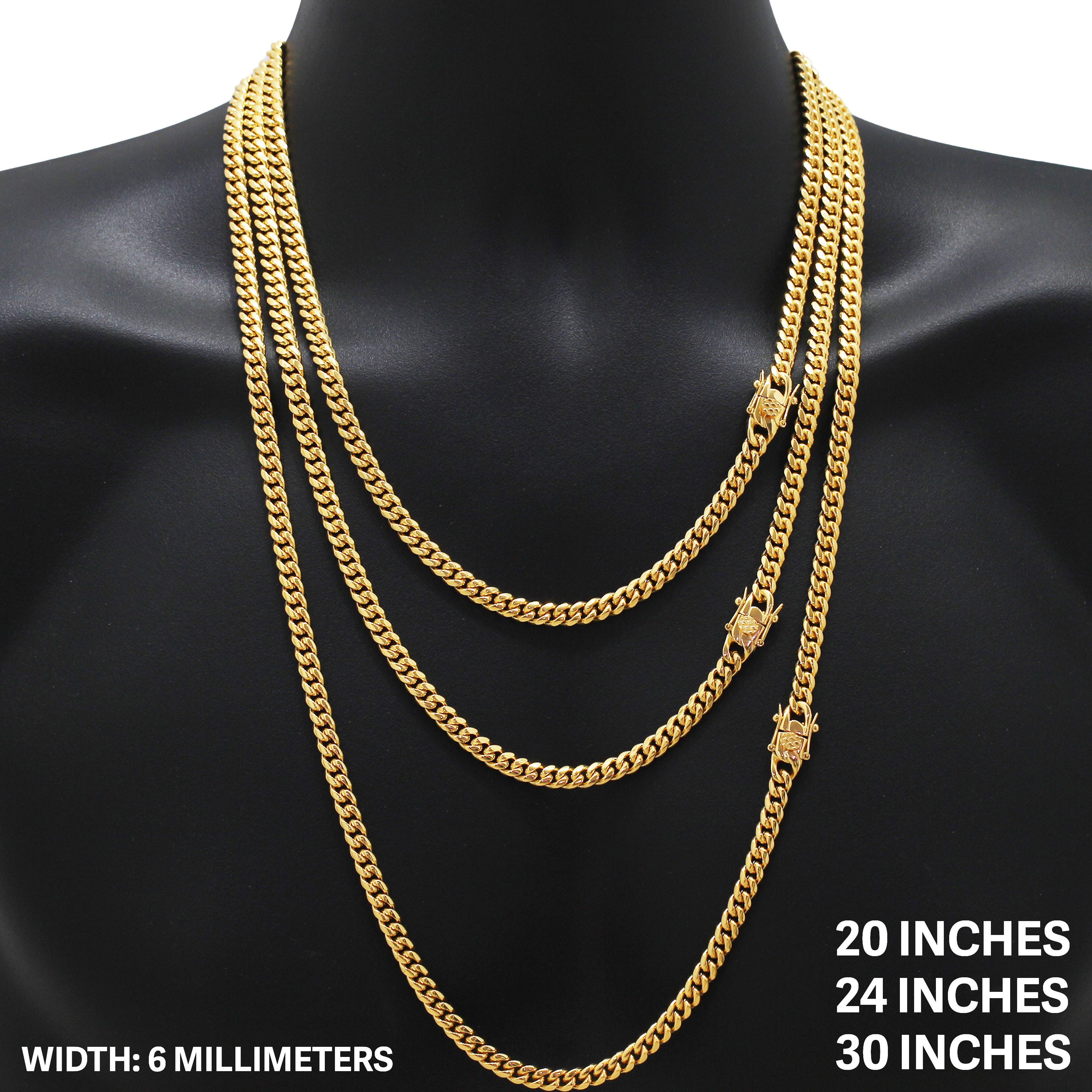 Other 316L SS 18k GP 6mm Miami Cuban Link Chain Necklace 24" Size ONE SIZE - 1 Thumbnail