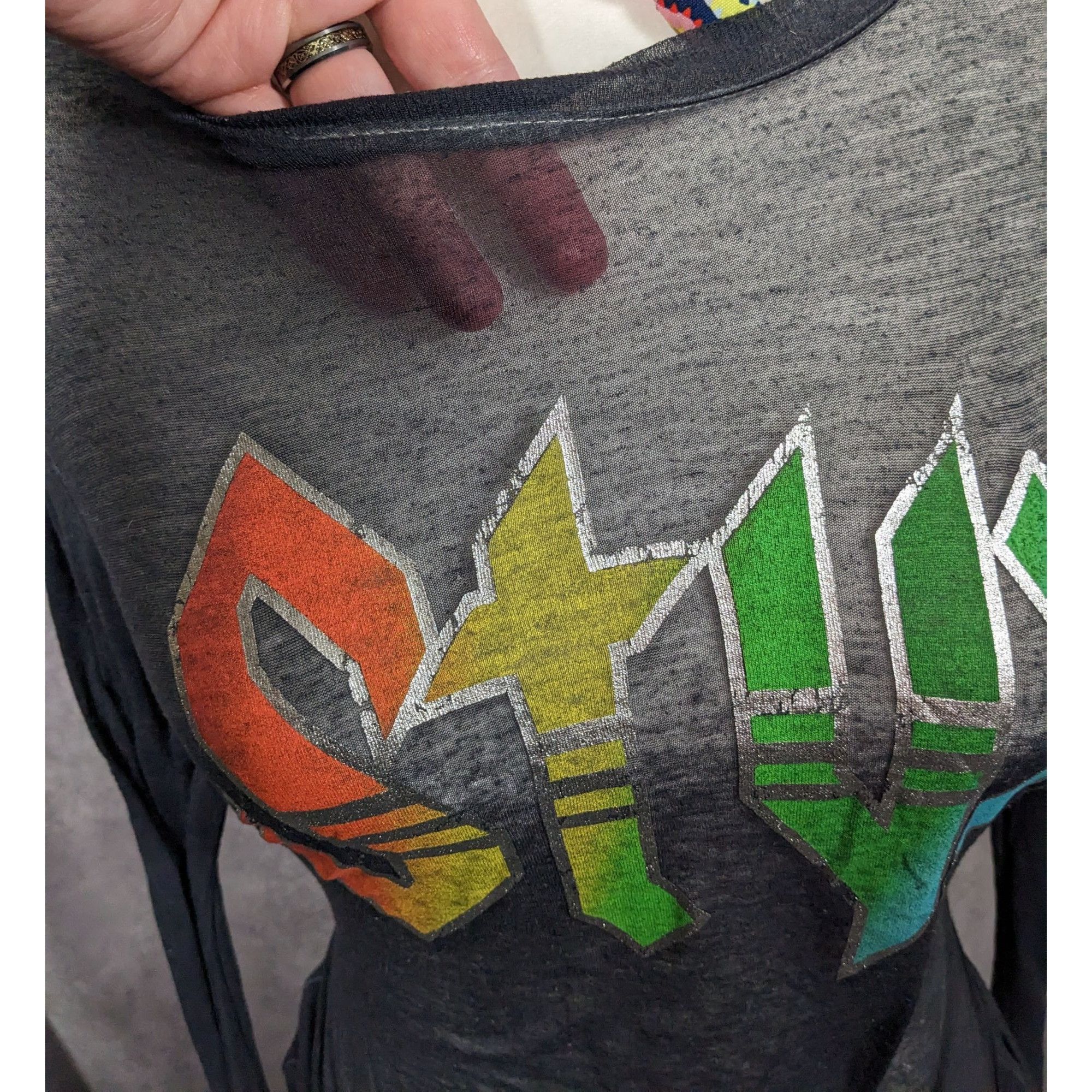 Other Vinyl Icons STYX Sheer Rainbow Print Tie Front Top Size Smal Size S / US 4 / IT 40 - 9 Thumbnail