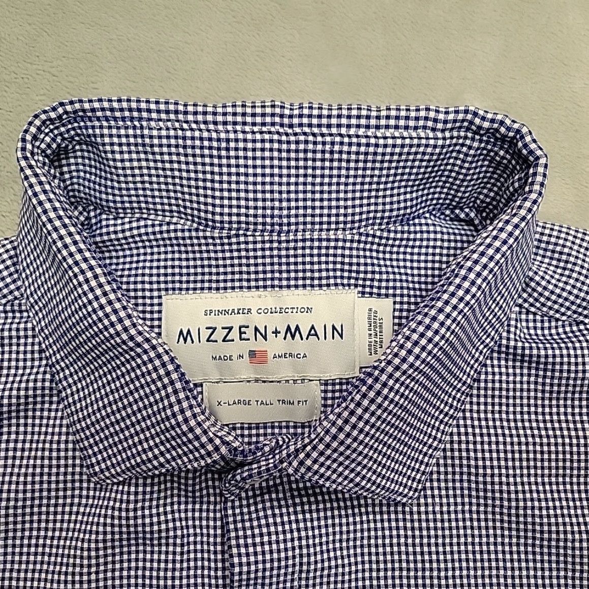 Mizzen+Main VINTAGE Mizzen+Main Shirt XL Tall Trim Fit Blue Micro Check Spinnaker Long Sleeve USA Size US XL / EU 56 / 4 - 2 Thumbnail