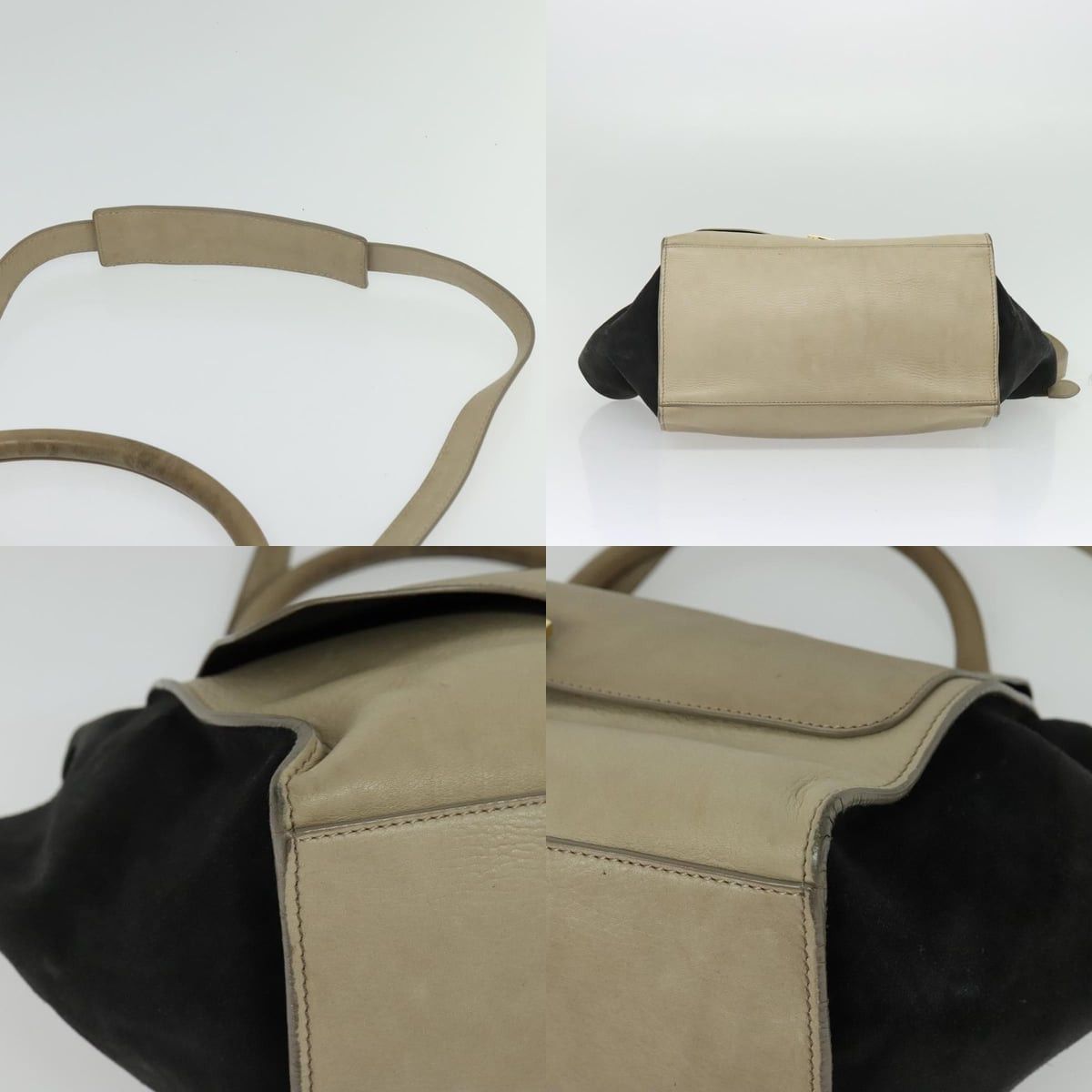 Celine CELINE Trapeze Hand Bag Leather Suede Beige Black Gold Size ONE SIZE - 10 Thumbnail