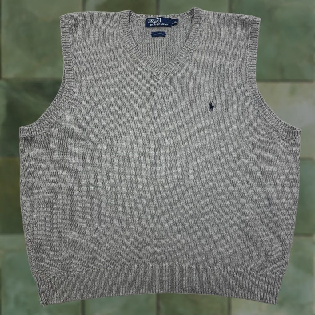Polo Ralph Lauren VINTAGE Polo Ralph Lauren Sweater Vest Adult 2XL Gray V Neck Pullover Preppy 90s Mens Size US XXL / EU 58 / 5 - 1 Thumbnail