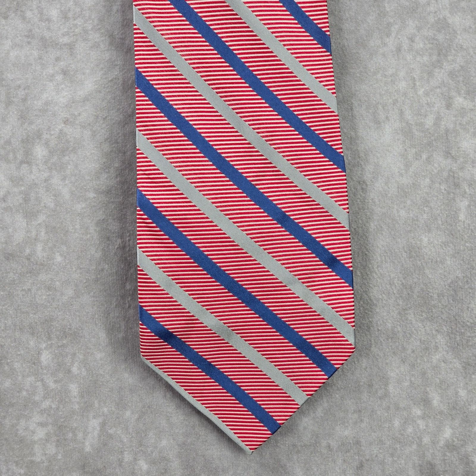 Stafford Stafford Red Stripe Repp Geometric 100% Silk Neck Tie NWOT Size 30 - 1 Thumbnail