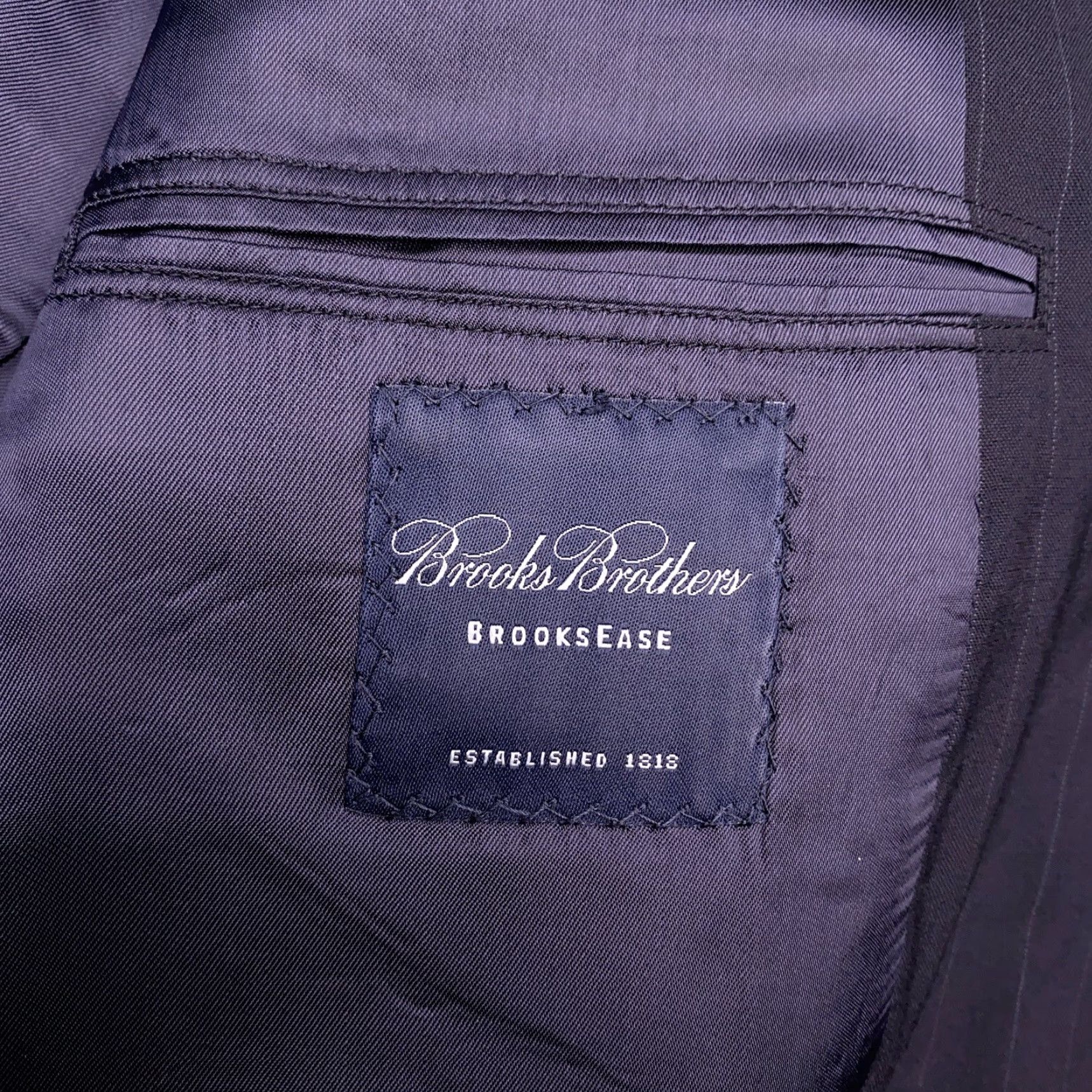 Brooks Brothers Brooks Brothers Blazer Jacket Single-Breasted 46 Long Wool Navy Pinstripe Mens Regular Notch Lapel Blue Vintage: No Size 46R - 5 Thumbnail