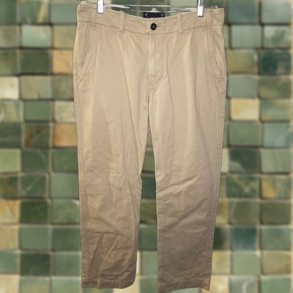 American Eagle Outfitters American Eagle Mens Chino Pants Straight 34x34 Beige Size US 34 / EU 50 - 1 Thumbnail