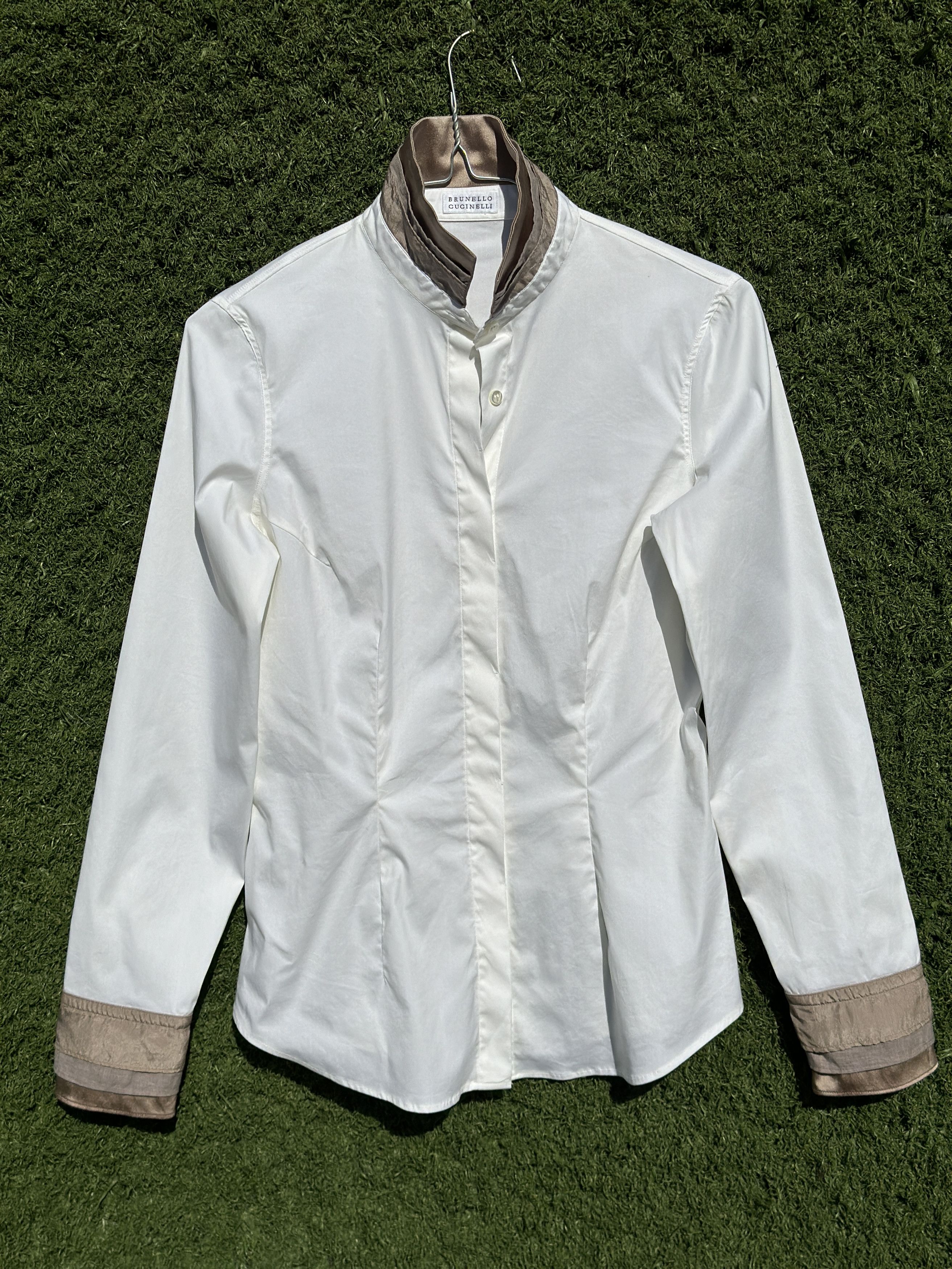 Brunello Cucinelli Brunello Cucinelli Tailored Silk Trim Collar Shirt Xs S Size S / US 4 / IT 40 - 2 Thumbnail