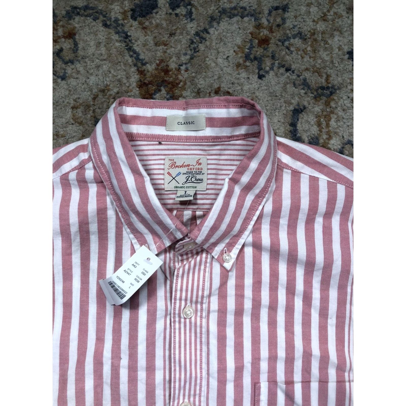 J.Crew J.Crew Mens Large Red Stripe Broken-In Oxford Shirt Long Sleeve Button-Down Button-Up Size US L / EU 52-54 / 3 - 2 Thumbnail