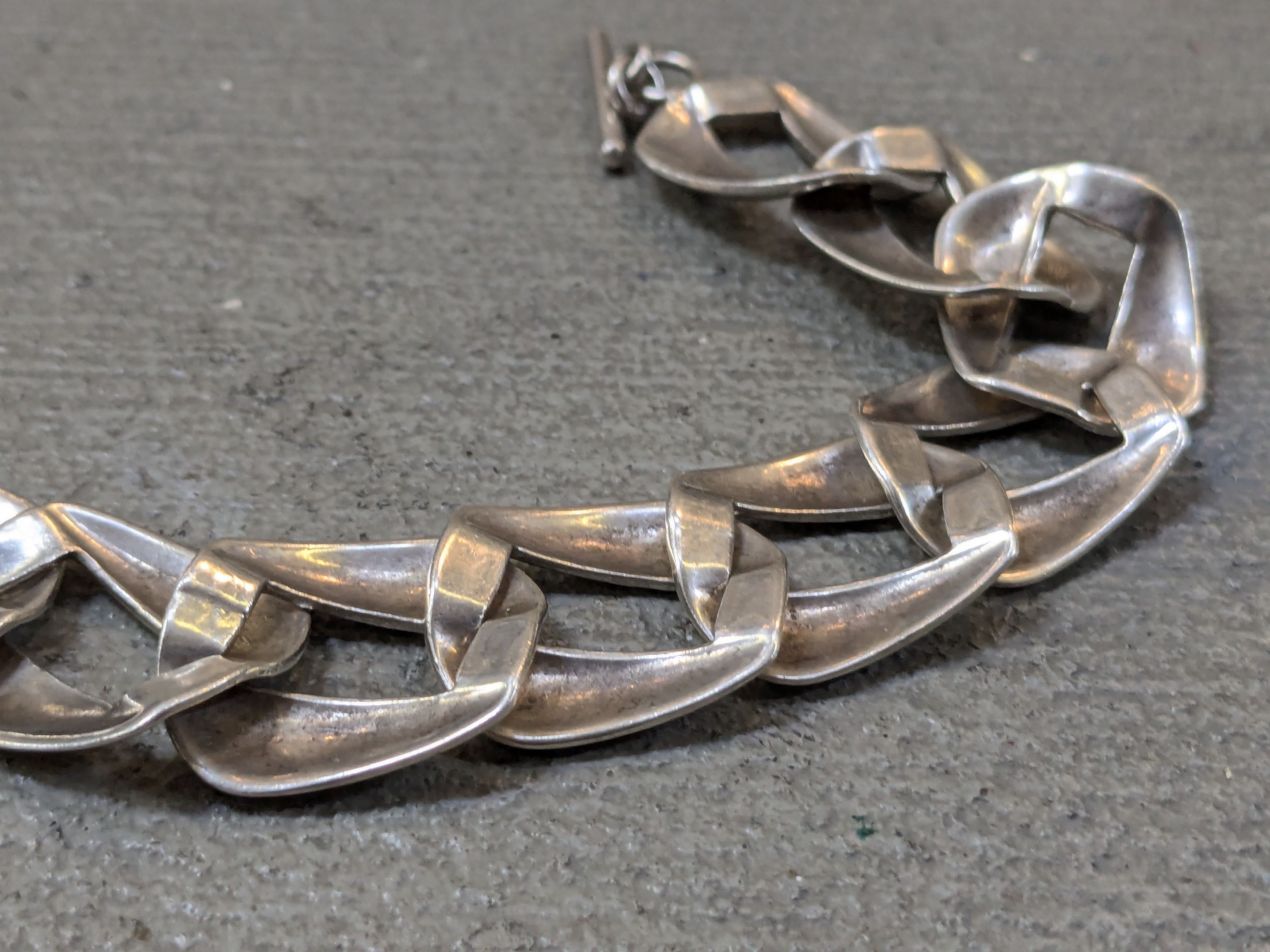 Jewelry Vintage Sterling Silver Bracelet Cuban Curb 8.25 Mexico Size ONE SIZE - 15 Thumbnail