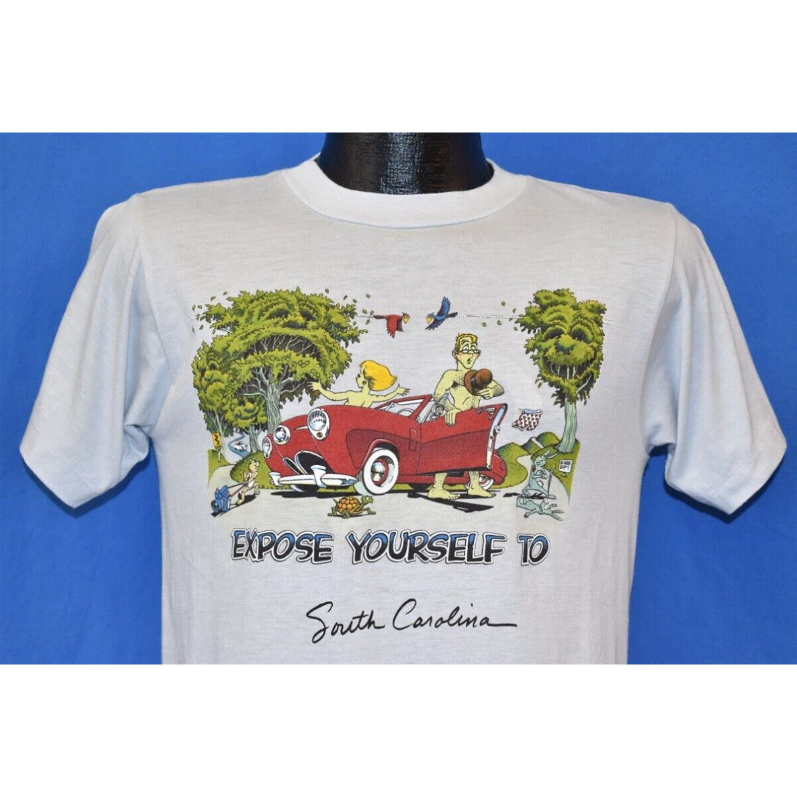 Vintage vtg 80s EXPOSE YOURSELF TO SOUTH CAROLINA NAKED TOURISTS FUNNY  CARTOON t-shirt S | Grailed