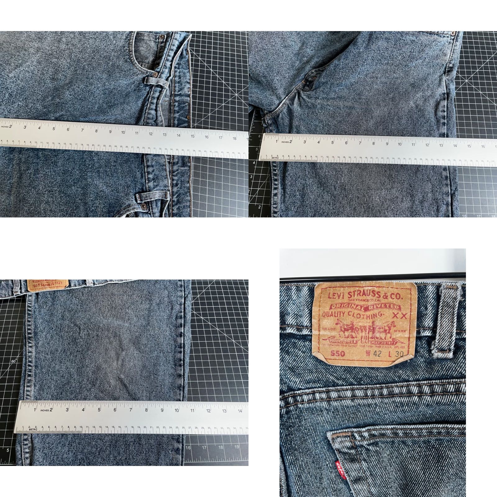 Levi's VINTAGE Levi's 550 Jeans Mens 40 x 29 Acid Wash Blue Denim USA Made Slim Tapered 80s 90s Grunge Retro Classic Mens Size US 40 / EU 56 - 8 Thumbnail