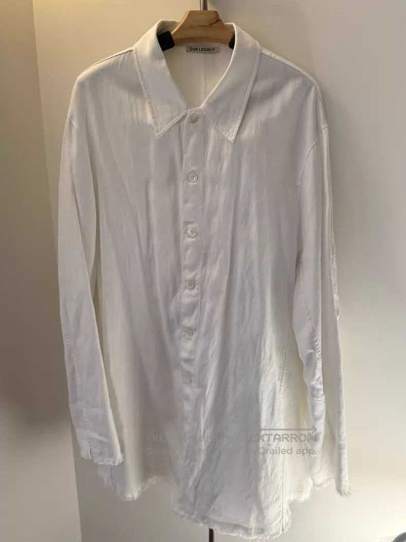 Our Legacy Our Legacy White Cotton Linen Loose Long Shirt Size US L / EU 52-54 / 3 - 3 Thumbnail