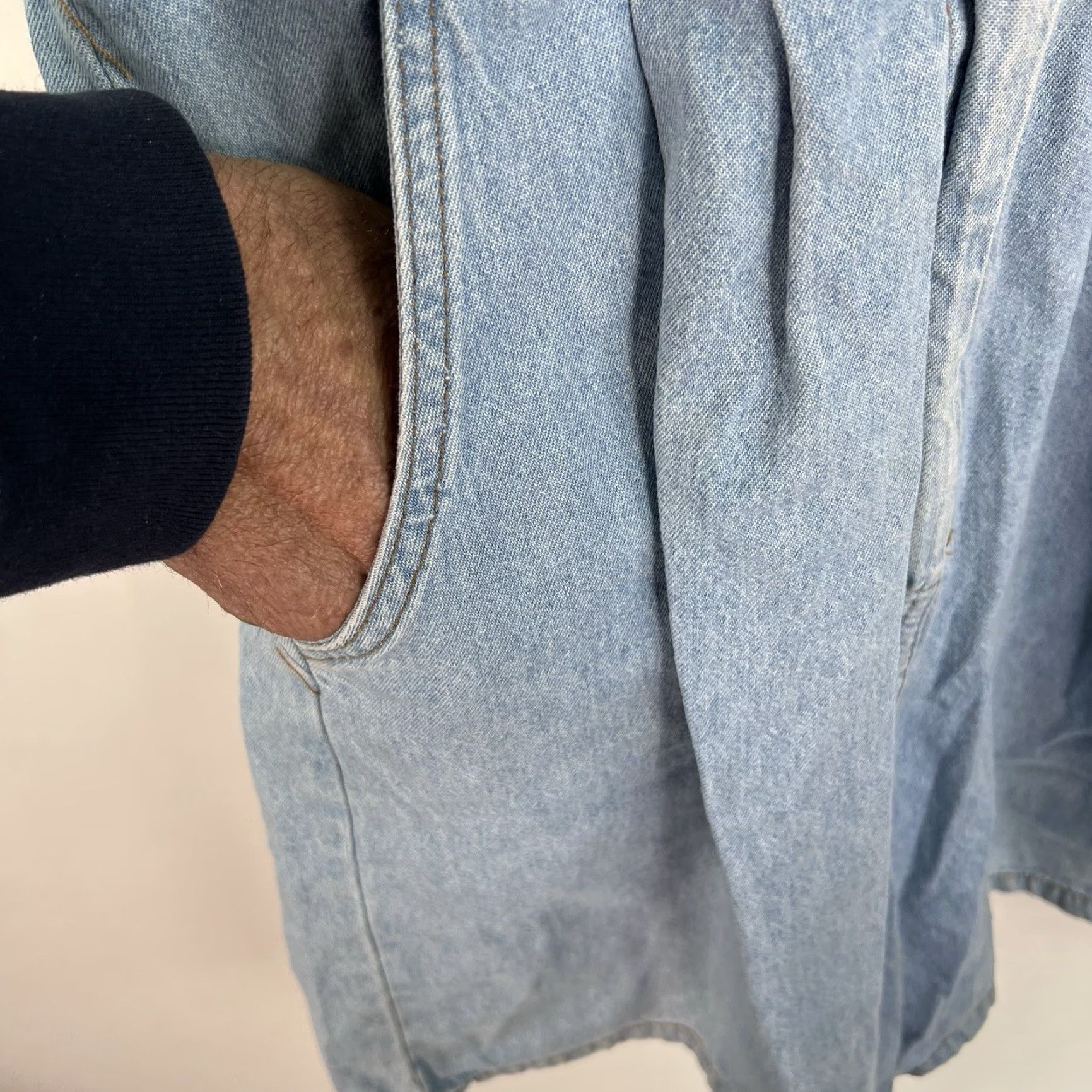 Denime VINTAGE DNM Denim Romper Womens Size L Short Sleeve Blue 80s Casual Activewear Skort Size L / US 10 / IT 46 - 7 Thumbnail