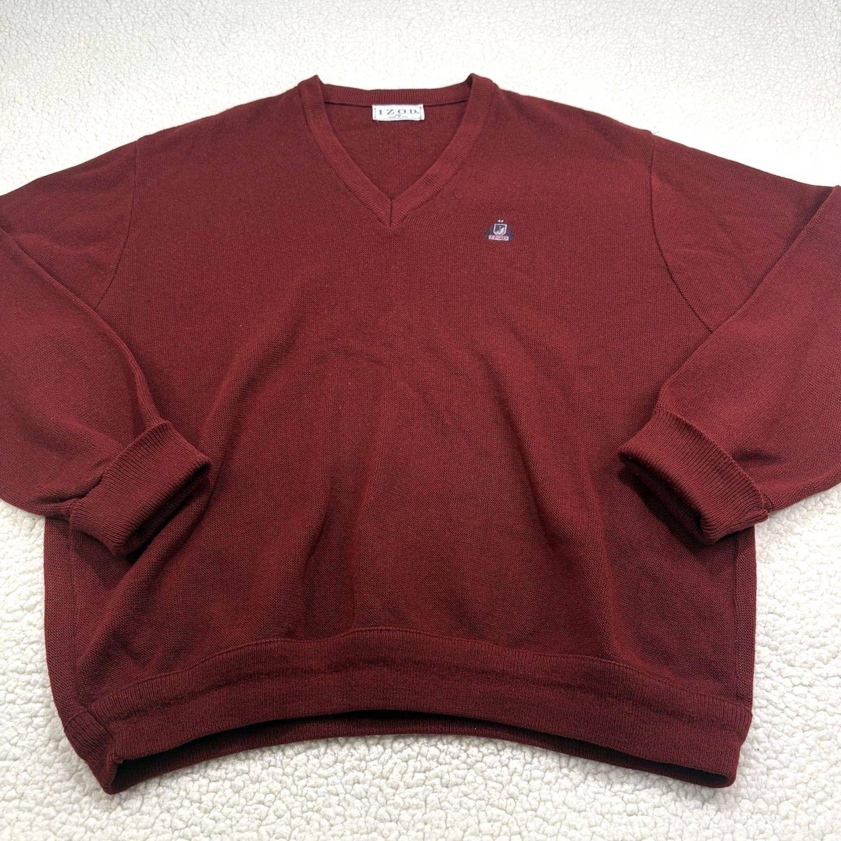 Izod VINTAGE IZOD Sweater Mens XXL Pullover V-Neck Acrylic Golf Crest USA Maroon Size US XXL / EU 58 / 5 - 2 Thumbnail