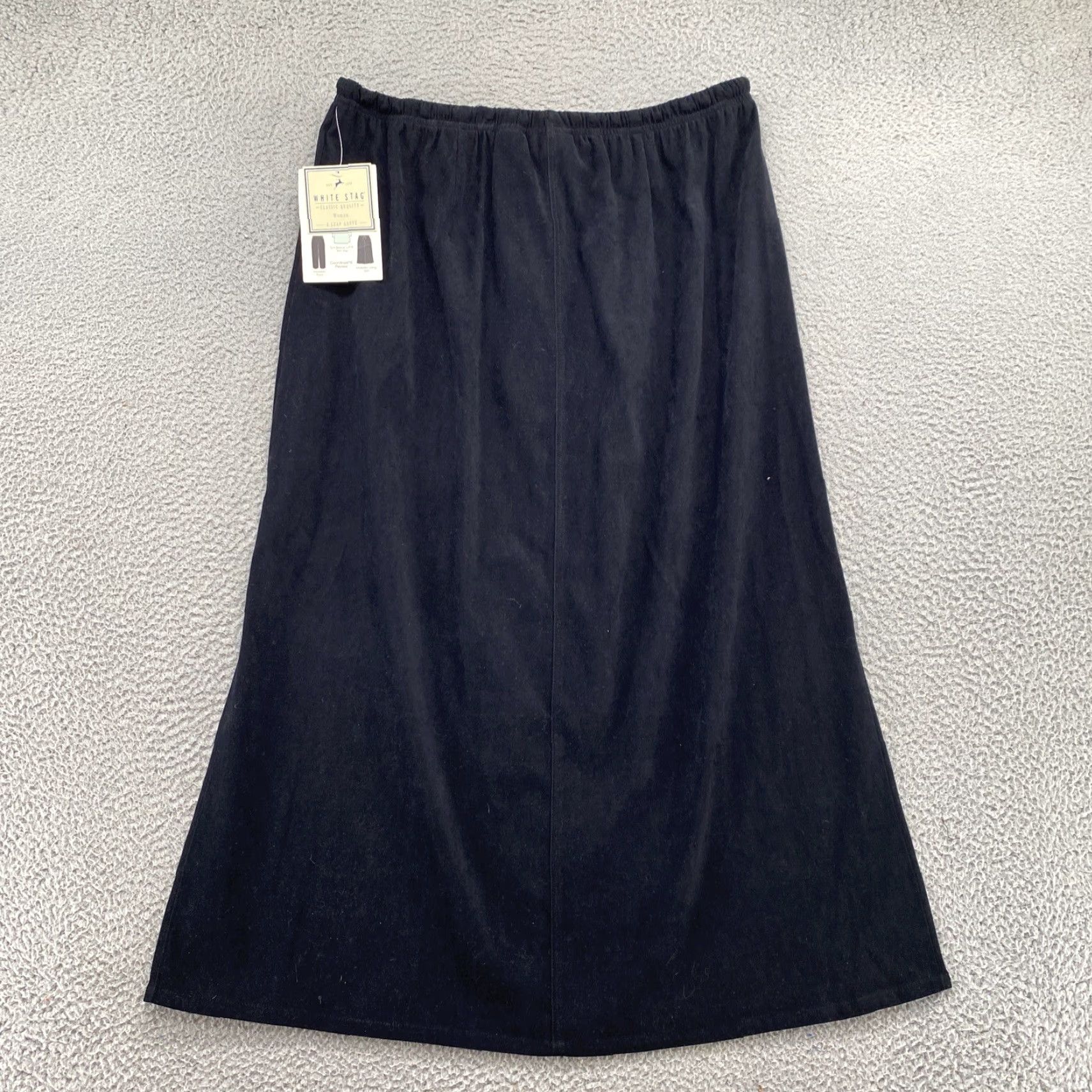 Vintage VINTAGE White Stag Skirt A-Line Long Black Velvet Moleskin Suede Feel JY2K 14/16W NEW Size 36" / US 14 / IT 50 - 7 Thumbnail