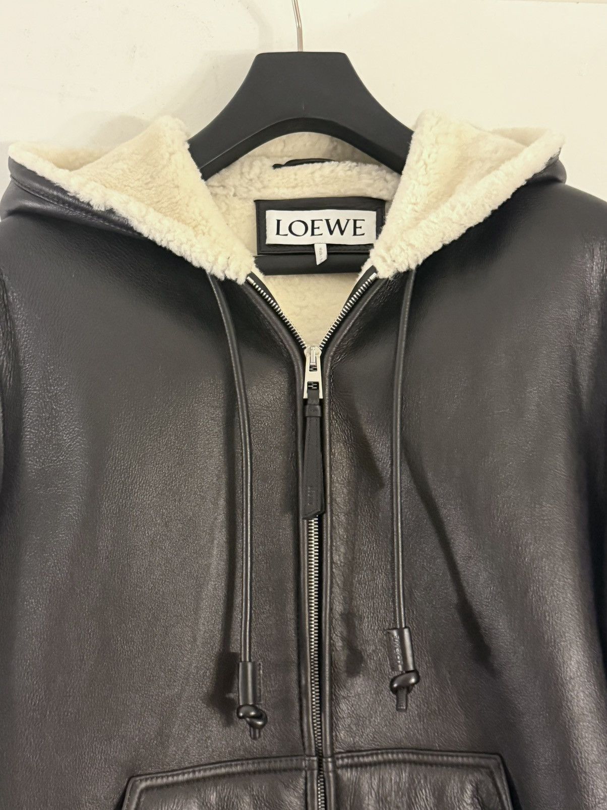 Loewe Loewe Men's Leather Shearling Zip-Up Hoodie Jacket Sz. M Size US M / EU 48-50 / 2 - 2 Thumbnail