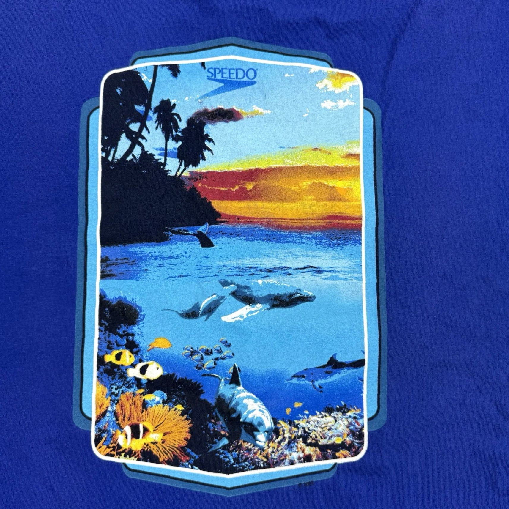 Speedo VINTAGE Speedo T-Shirt Adult XL Blue Ocean Nature Beach 90s Y2K Size US XL / EU 56 / 4 - 2 Thumbnail