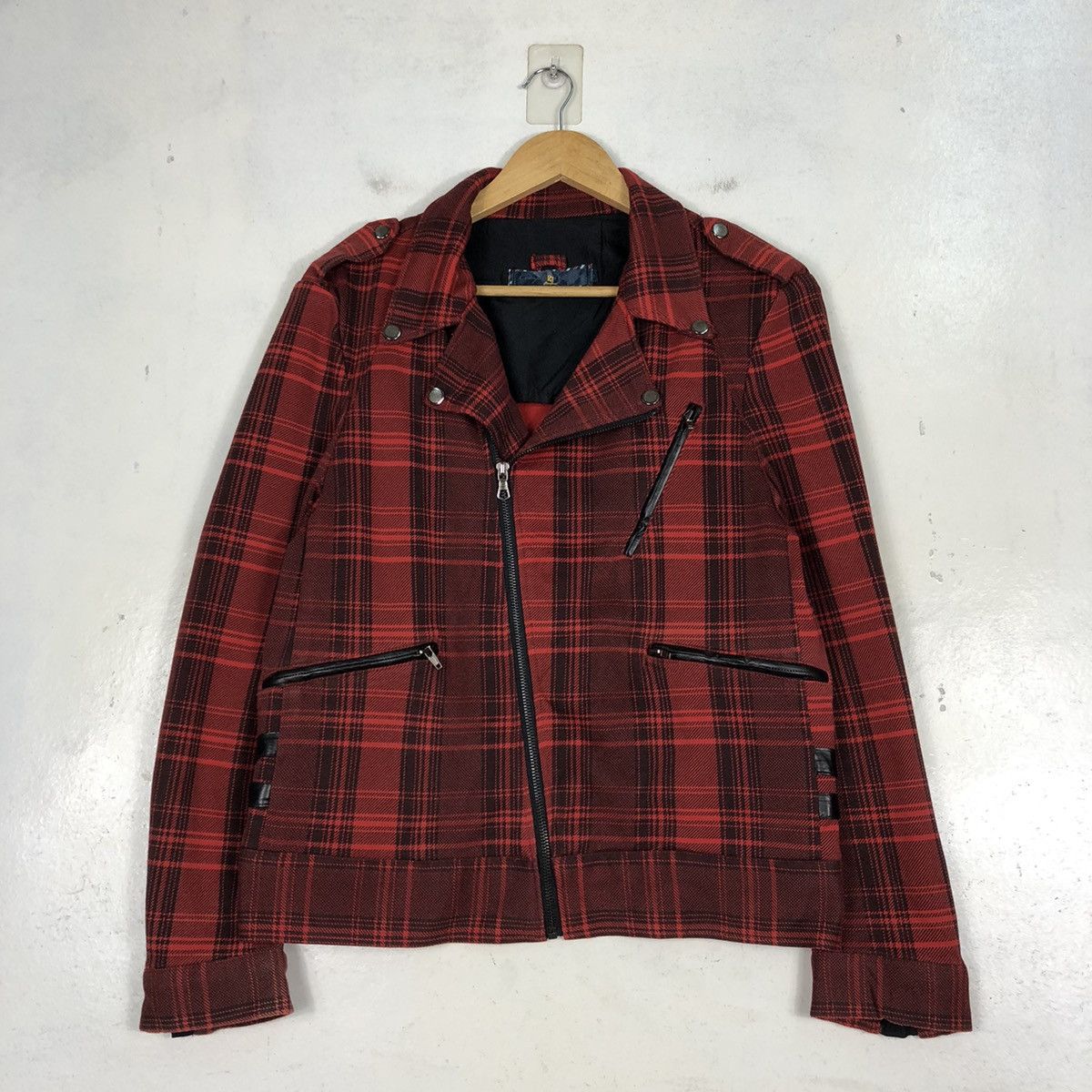 ROCKSTAR DOUBLE COLLAR CHECKERED JACKET