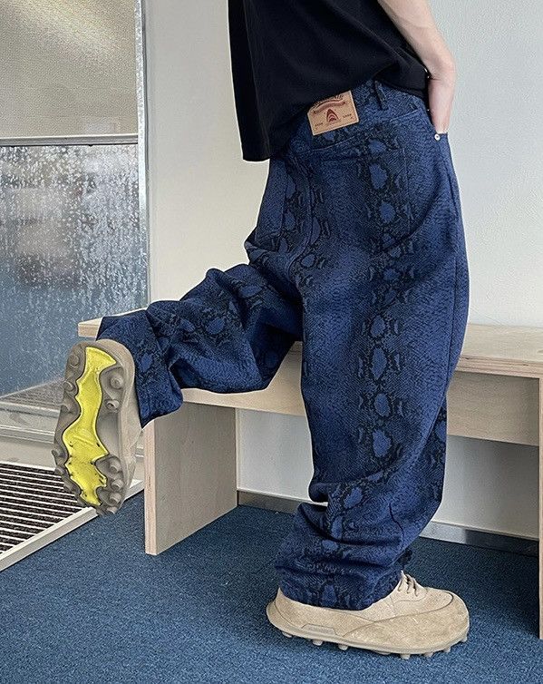 Avant garde snake print loose baggy pants