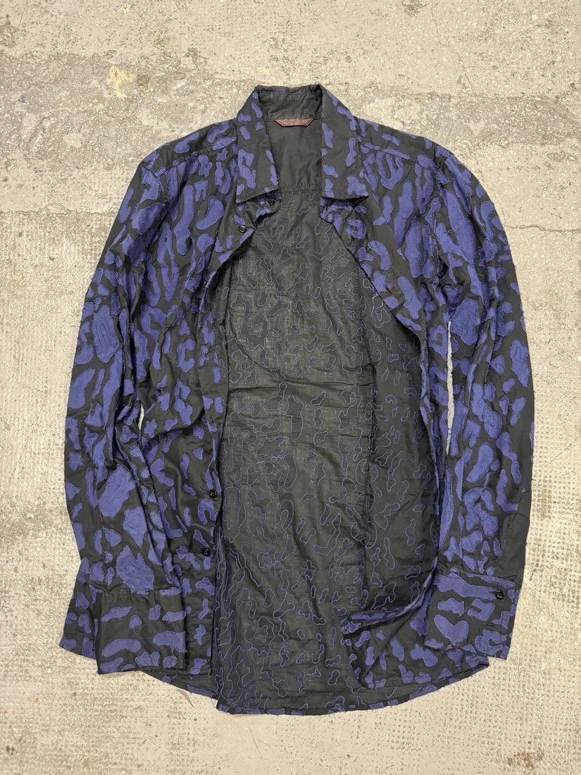 Roberto Cavalli × Vintage 2000s Roberto Cavalli Blue Geometrical Patchwork Black Shirt Size US S / EU 44-46 / 1 - 6 Thumbnail