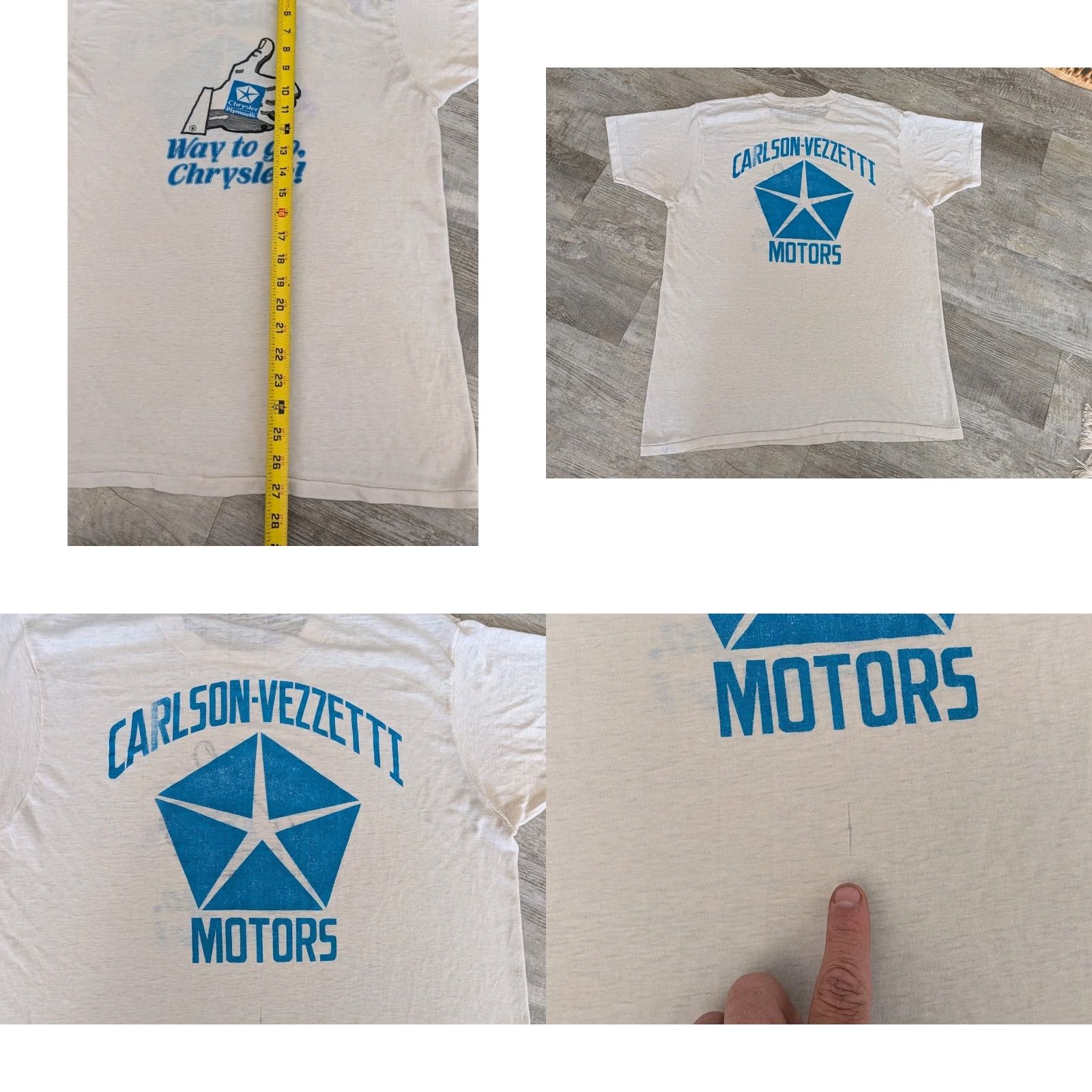 Off-White VINTAGE Chrysler Dealership Tee Shirt Off-white Crew Neck Short Sleeve Unbranded Unisex Adults Small/Medium Cars Mopar 1980s Vintage Graphic Printlite Size US S / EU 44-46 / 1 - 8 Thumbnail