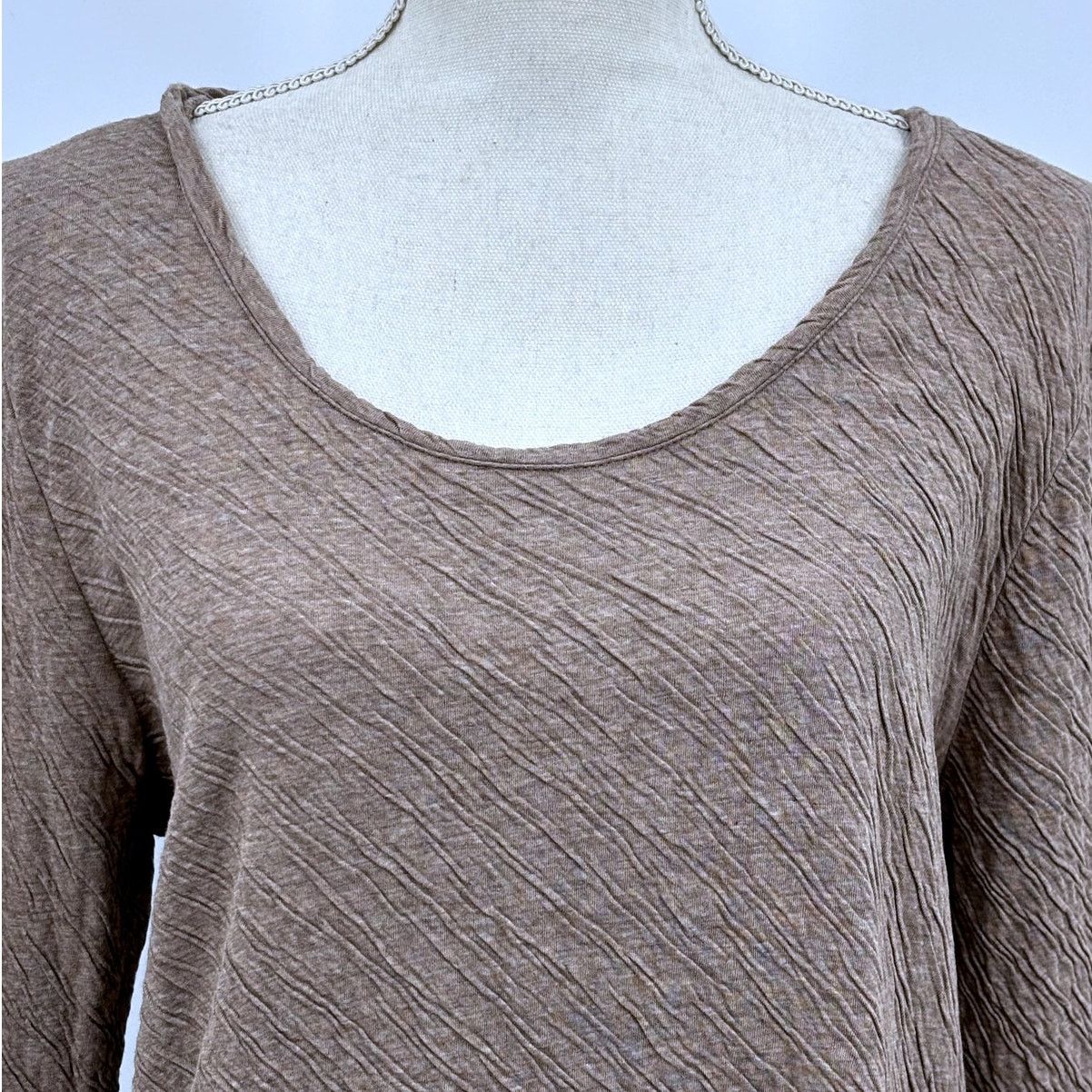 J. Jill Pure Jill Brown Textured Long Sleeve Scoop Neck Top Large Size L / US 10 / IT 46 - 8 Thumbnail