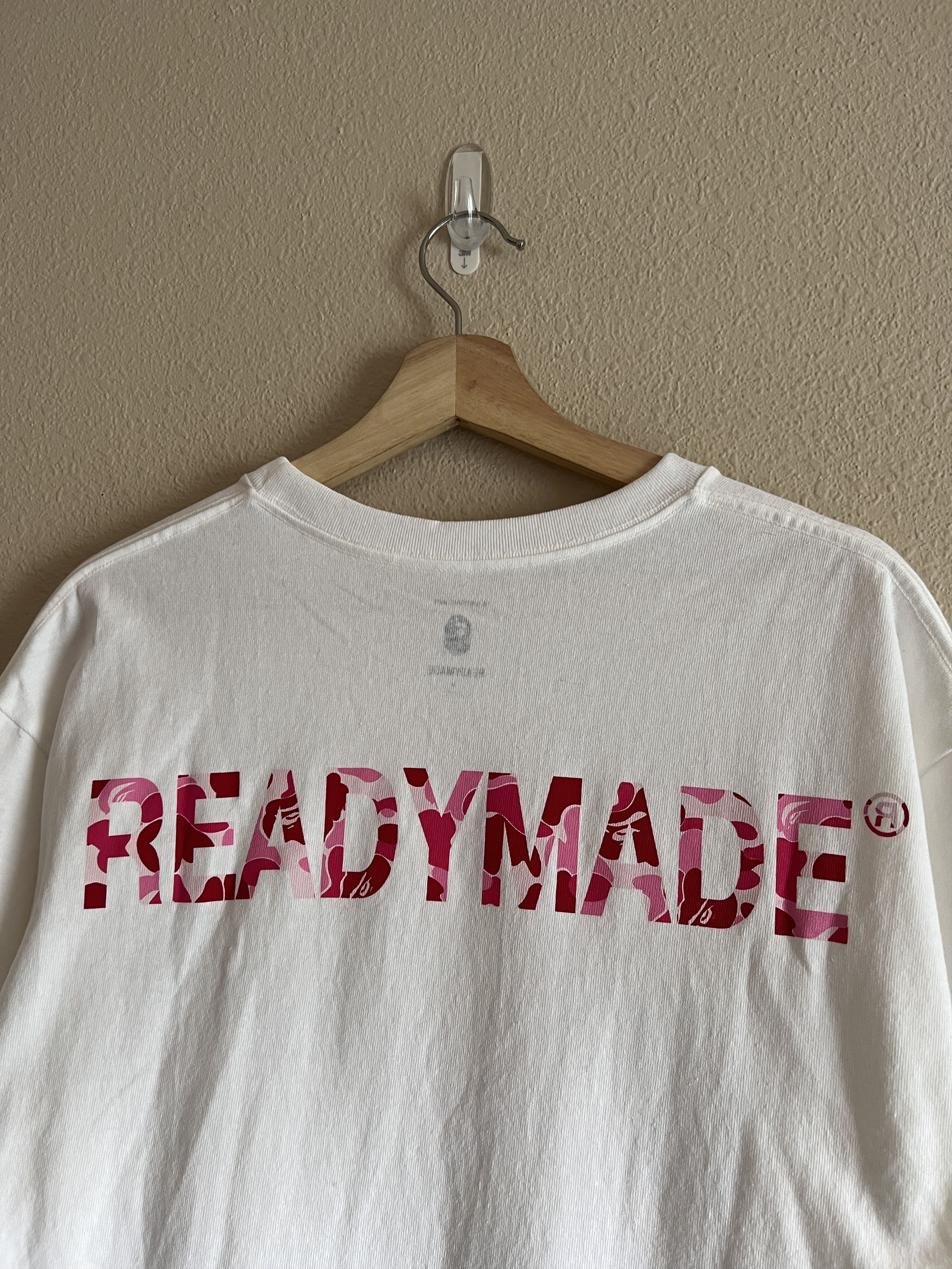 Bape × READYMADE Readymade Bape Camo Logo Tee in Pink White | Grailed
