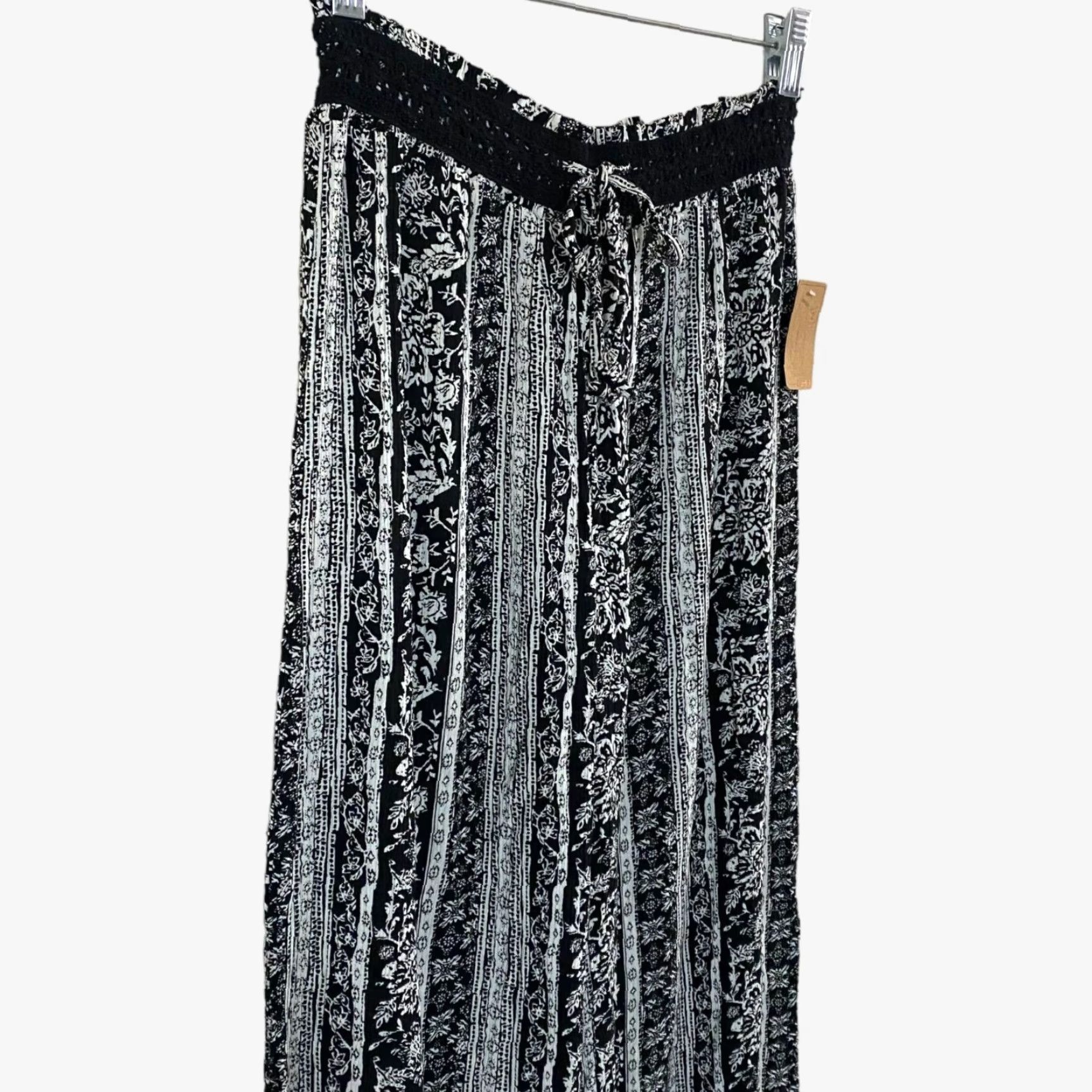 Paradise VINTAGE Mudd Floral Wide-Leg Pants Women's Medium Black High-Waisted Casual Bohemian Size 32" / US 10 / IT 46 - 5 Thumbnail