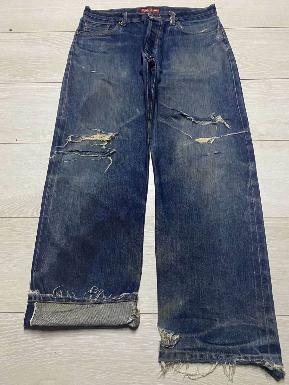 Supreme Vintage Supreme Denim Selvedge Baggy Heavy Repair Jeans Size US 33 - 1 Thumbnail