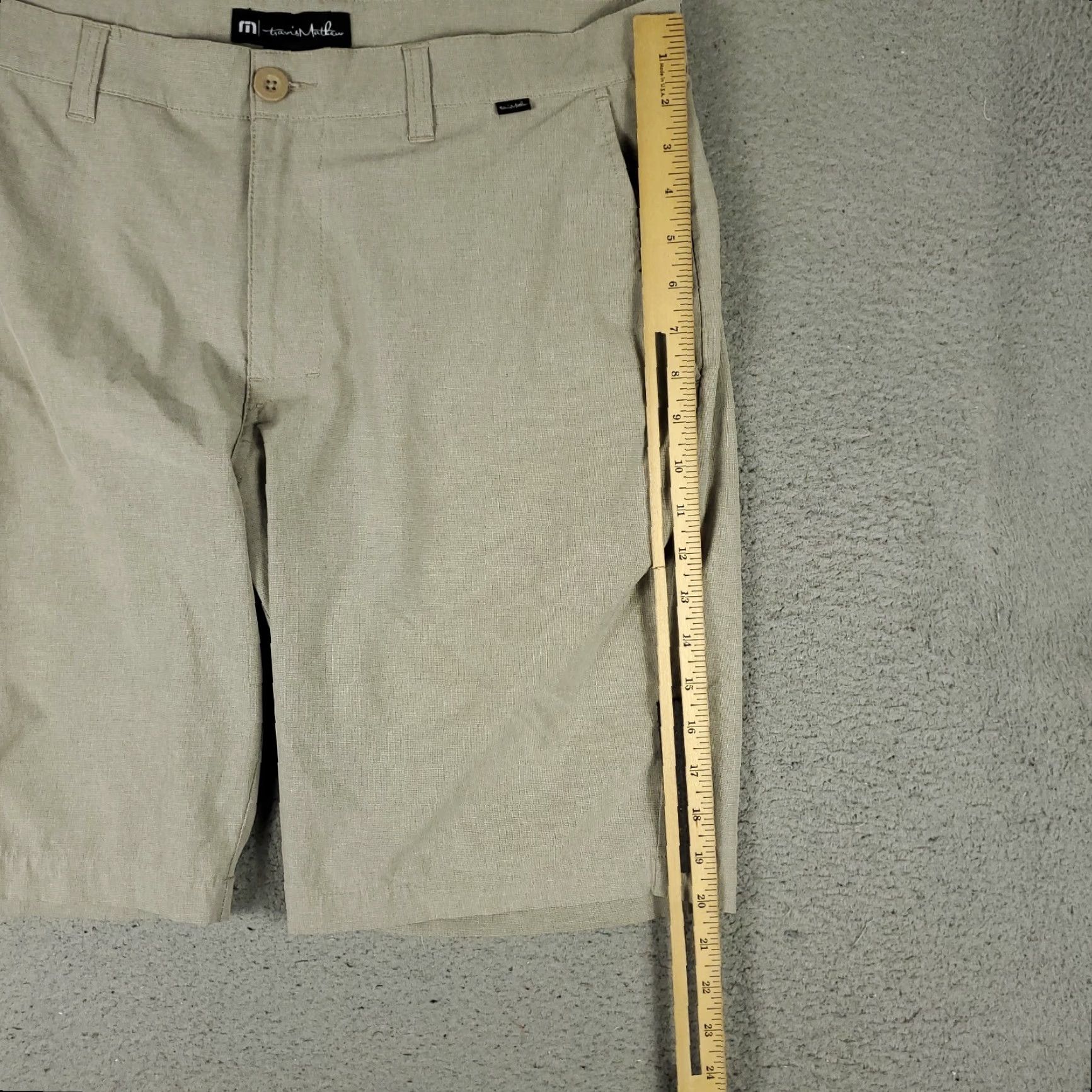 TravisMathew Travis Mathew Shorts Mens 37 Beige Golf Flat Front Slash Pockets Chino Size US 37 - 5 Thumbnail