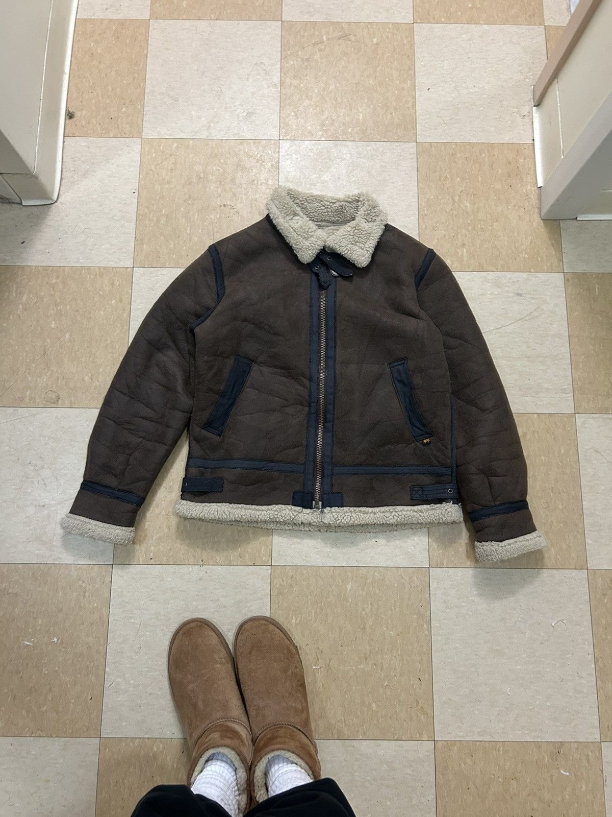 Alpha Industries B-3 U.S. ARMY AIR FORCE" sherpa lined suede BOMBER JACKET Size US M / EU 48-50 / 2 - 1 Thumbnail