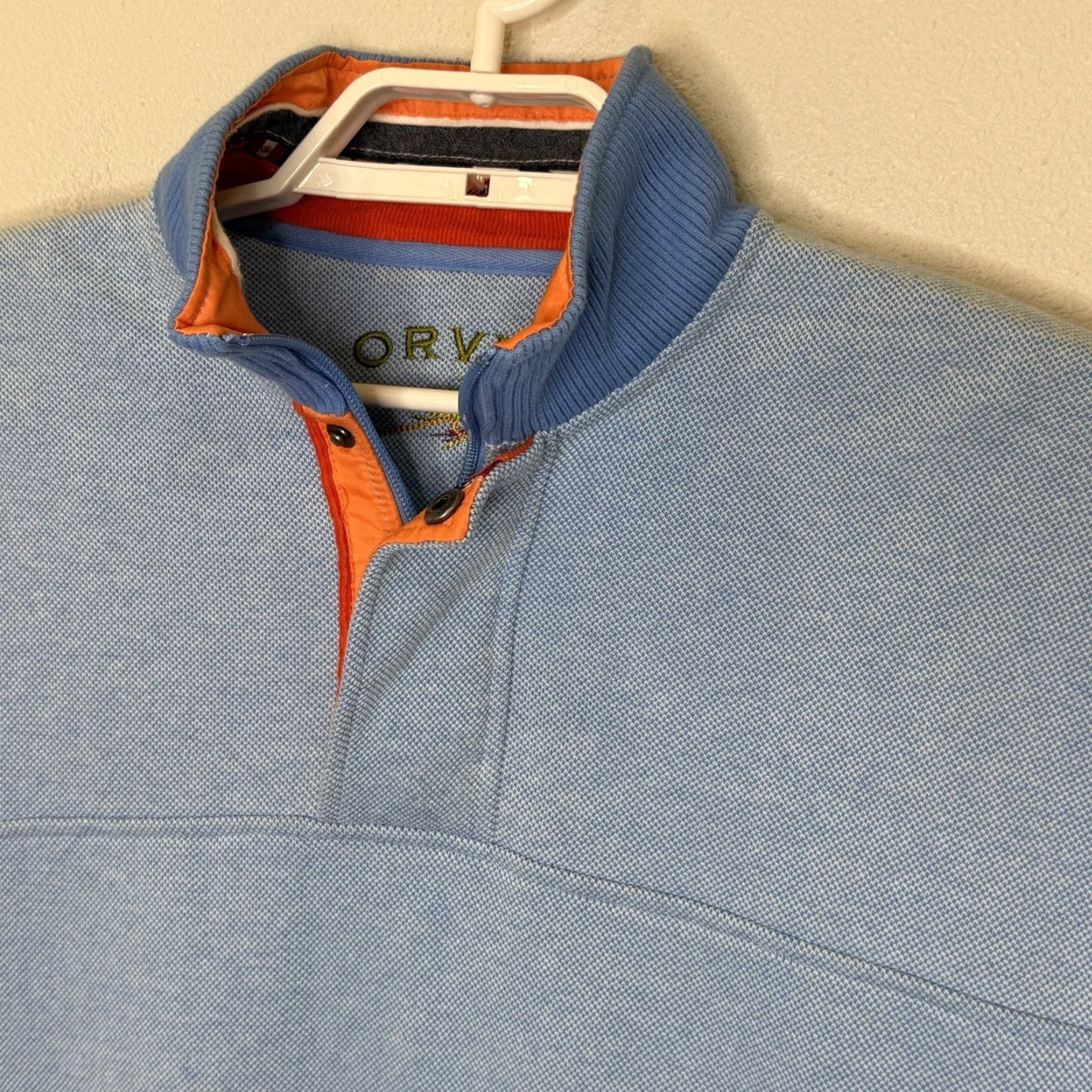 Orvis Orvis Sweater Mens Size Medium Blue Pique Knit Long Sleeve 1/4 Zip Pullover Size US M / EU 48-50 / 2 - 2 Thumbnail