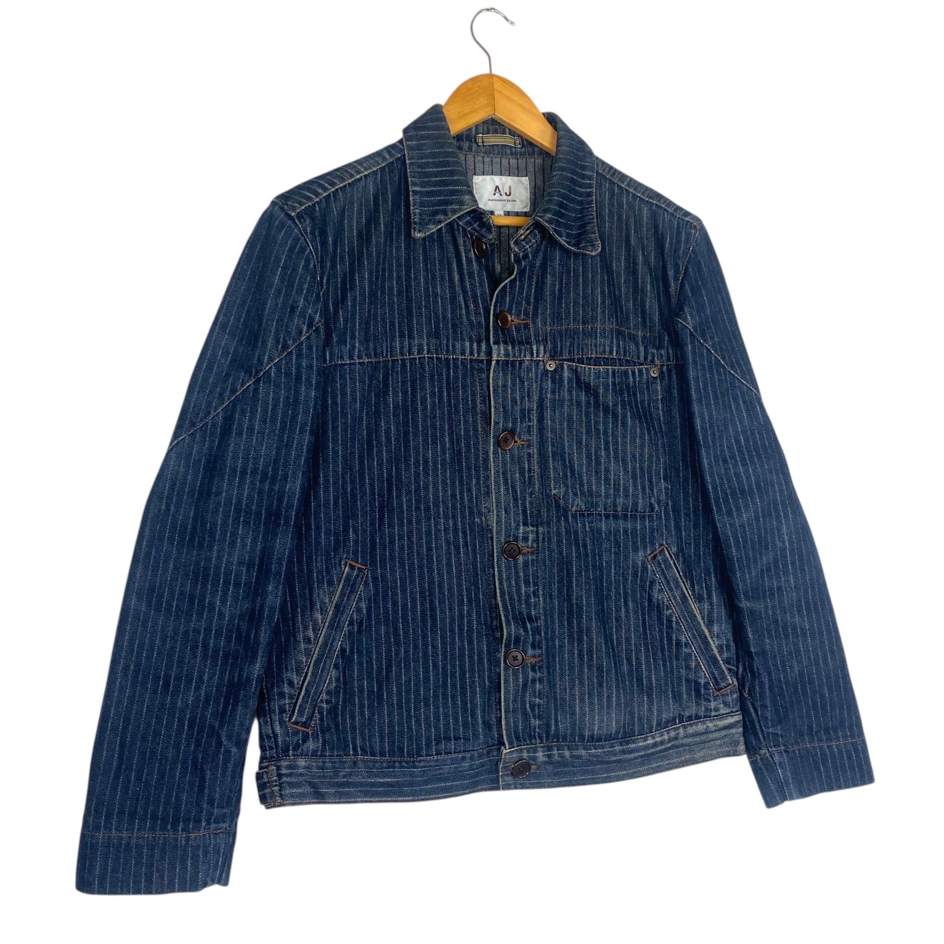 Alexander Julian 💥ALEXANDER JULIAN DENIM HICKORY STRIPE JACKET Size US M / EU 48-50 / 2 - 3 Thumbnail