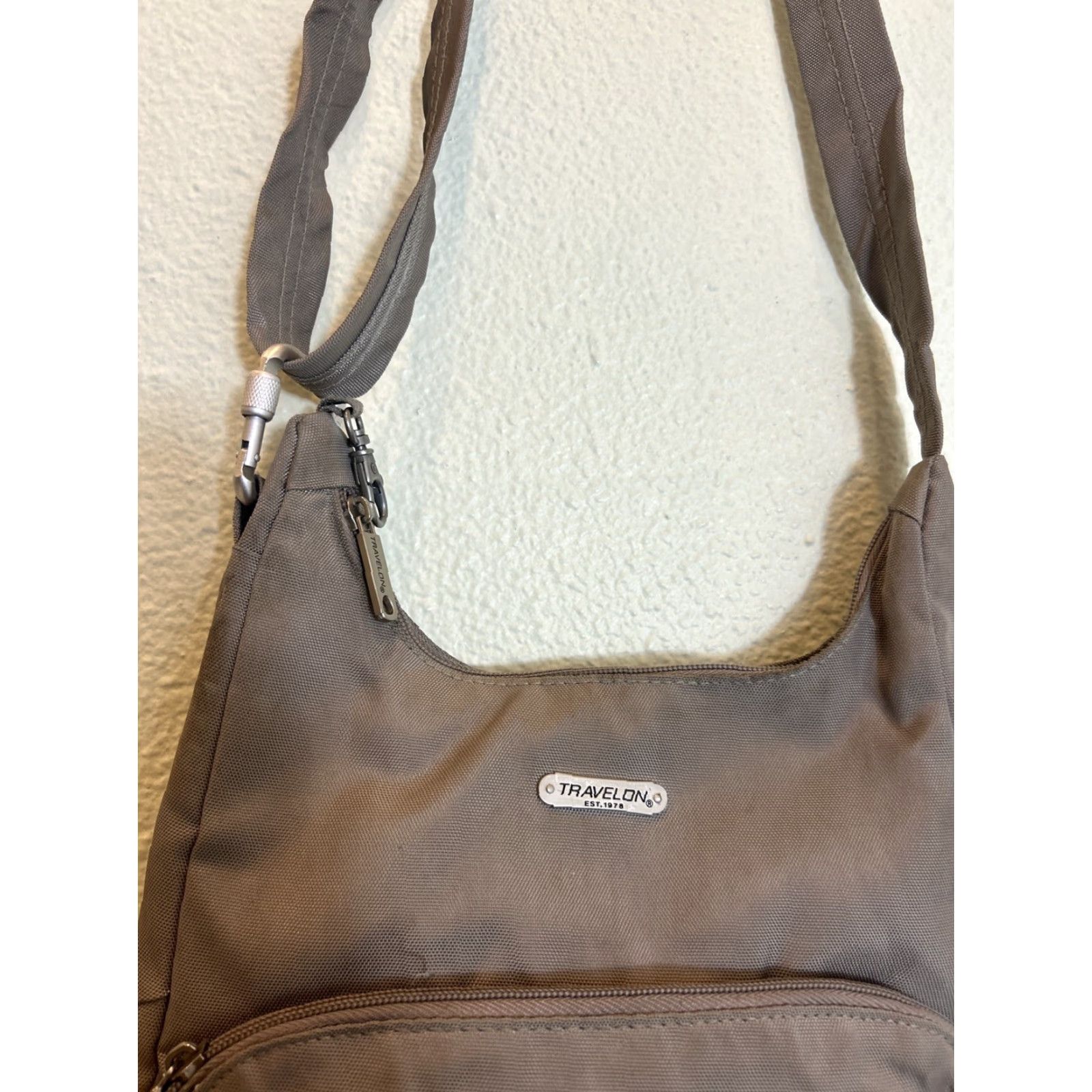 Vintage Travelon Crossbody Bag Women Beige Nylon 10.5x10x2.5" Travel Stains Medium Child? Wait Size ONE SIZE - 5 Thumbnail