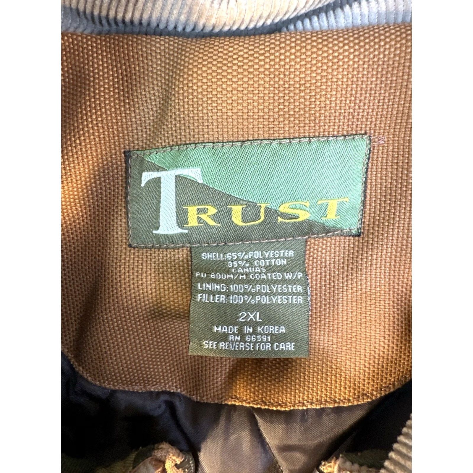 Vintage VINTAGE Trust Canvas Work Jacket Brown Cord Collar 2XL Hunting Men Jacket Size US XXL / EU 58 / 5 - 2 Thumbnail