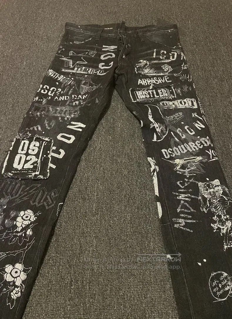 Dsquared2 Dsquared2 Graffiti Print Denim Jeans. Size US 32 / EU 48 - 2 Thumbnail