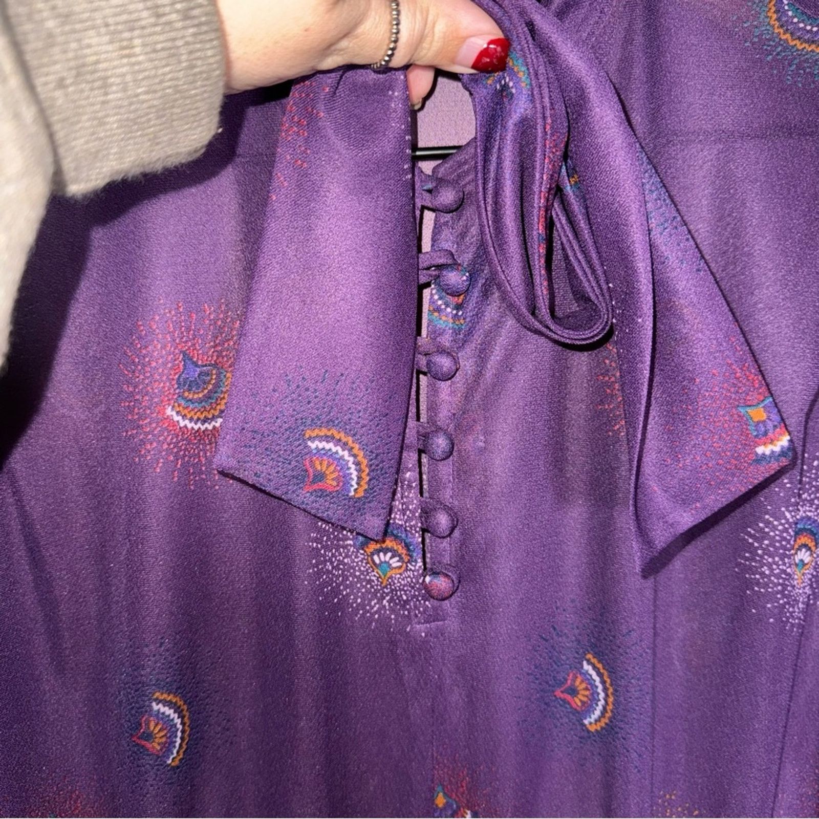 Other VINTAGE 1970 sheer high neck whimsy core knee length dress M Size M / US 6-8 / IT 42-44 - 4 Thumbnail