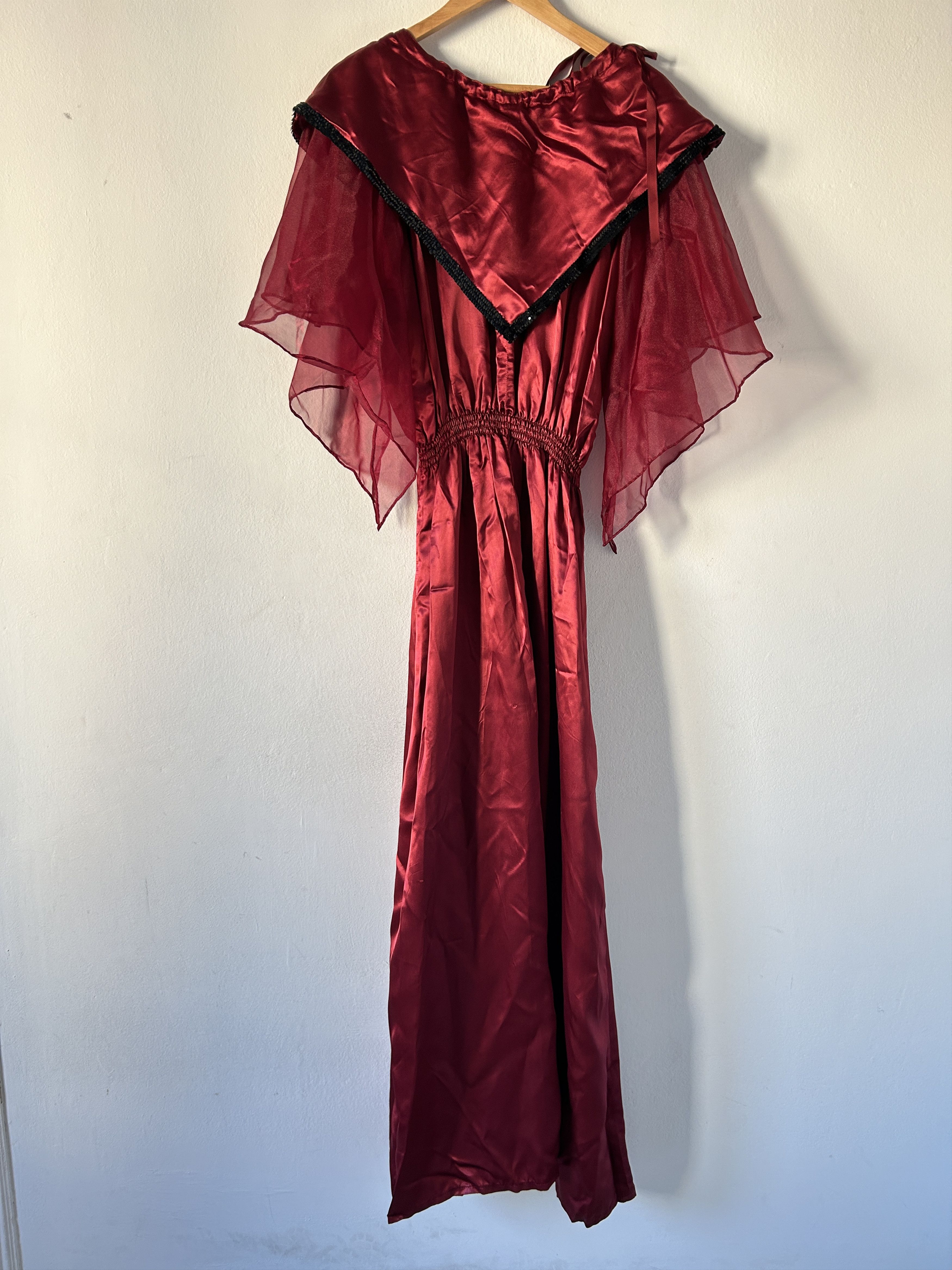 Vintage Vintage Burgundy Satin Maxi Fairy Costume Dress Size L / US 10 / IT 46 - 9 Thumbnail