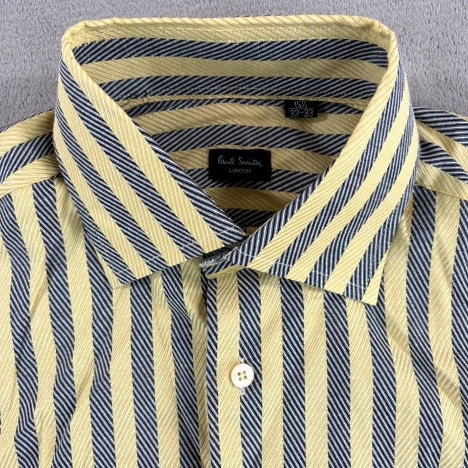 Paul Smith Paul Smith London Dress Shirt Mens 15.5 32-33 Black Gold Geometric Designer Italy NWOT Size 42R - 3 Thumbnail