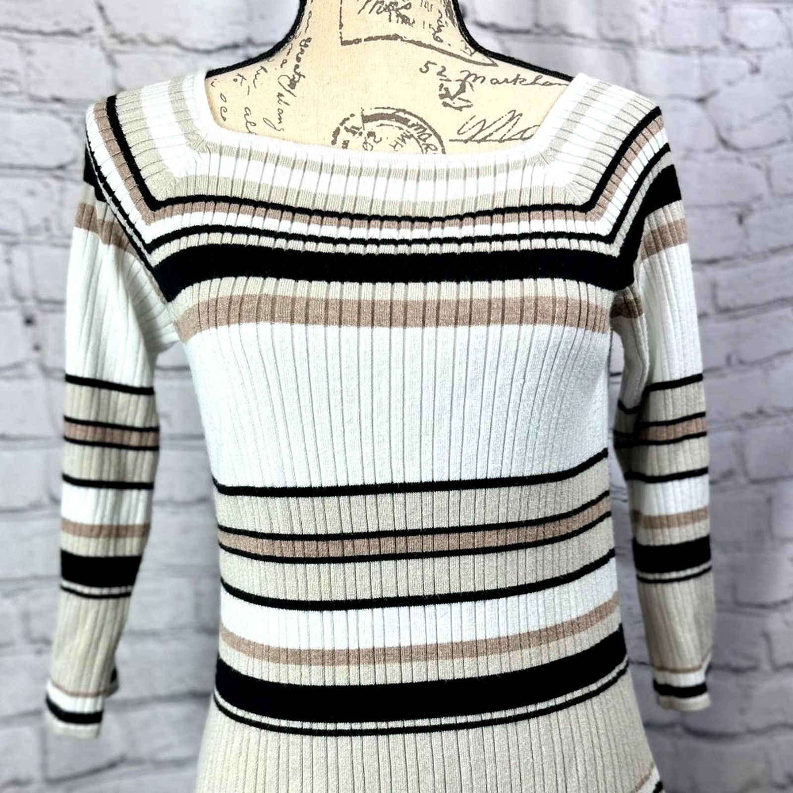 Other Linda Matthews Pullover Striped Sweater Square Neck L Size L / US 10 / IT 46 - 5 Thumbnail