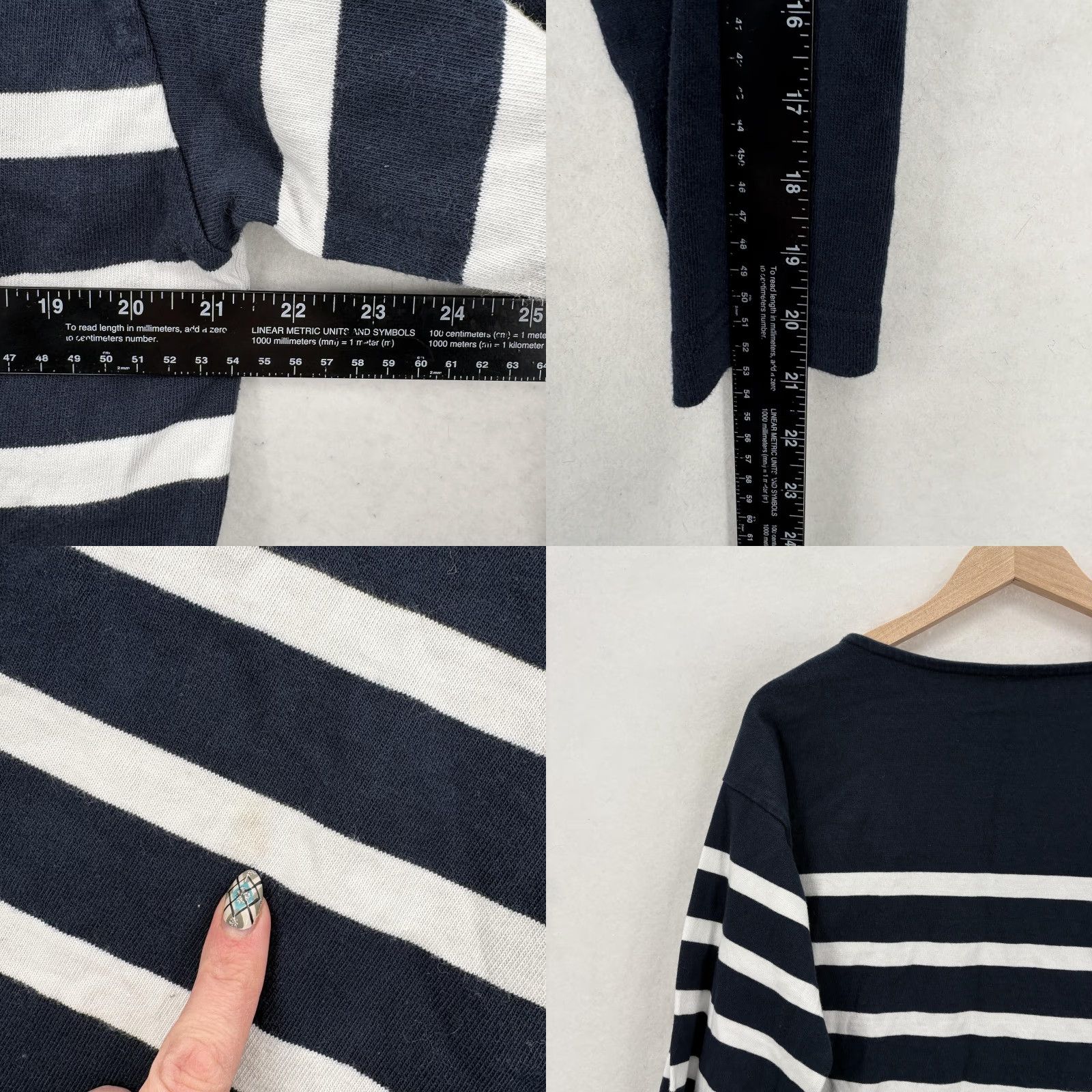 Faherty Faherty Shirt Womens Medium Navy White Stripe Boat Neck Cotton Top Nautical Size M / US 6-8 / IT 42-44 - 8 Thumbnail