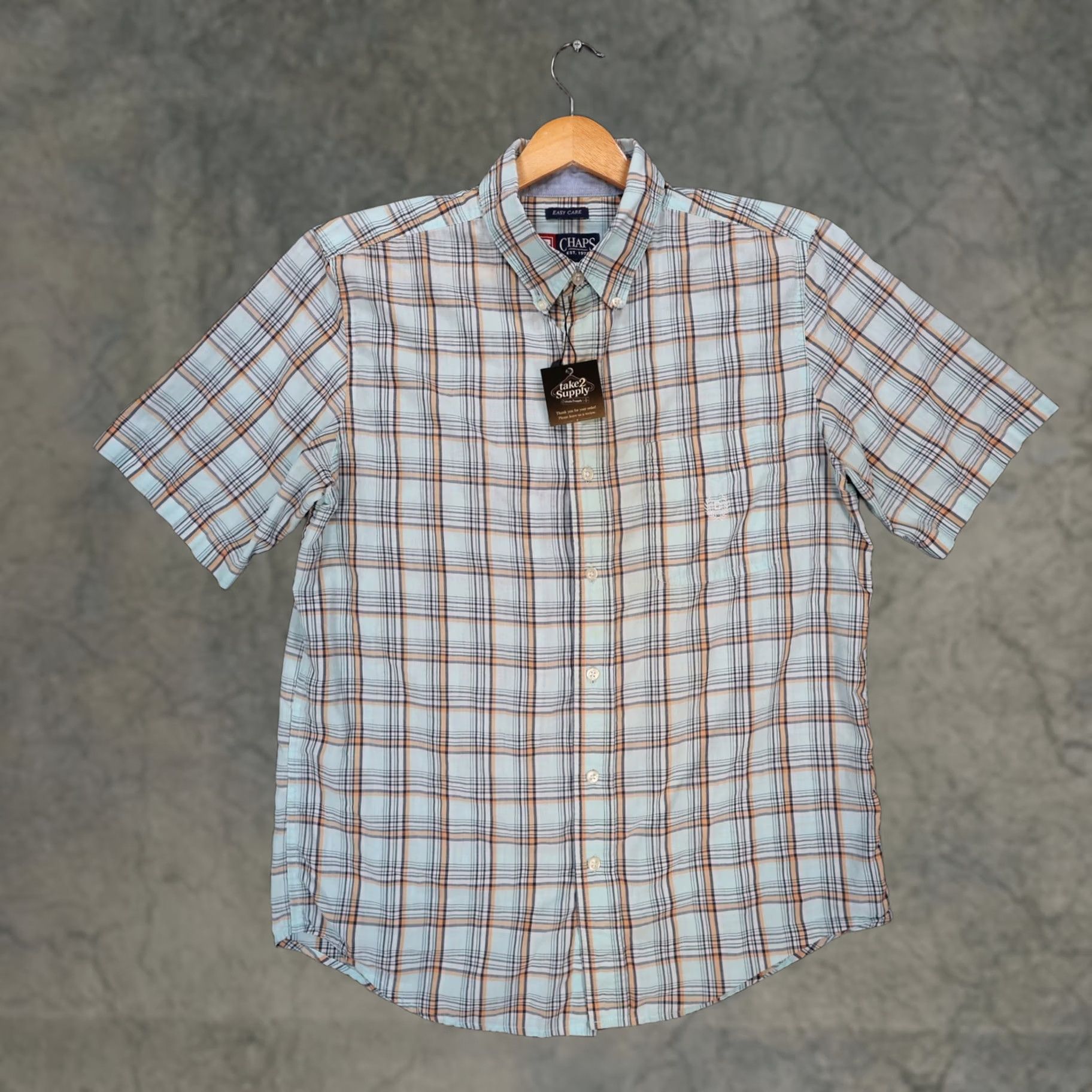 Chaps Chaps Plaid Button Down Shirt Mens M Light Blue Excellent Easy Care Short Sleeve Size US M / EU 48-50 / 2 - 1 Thumbnail